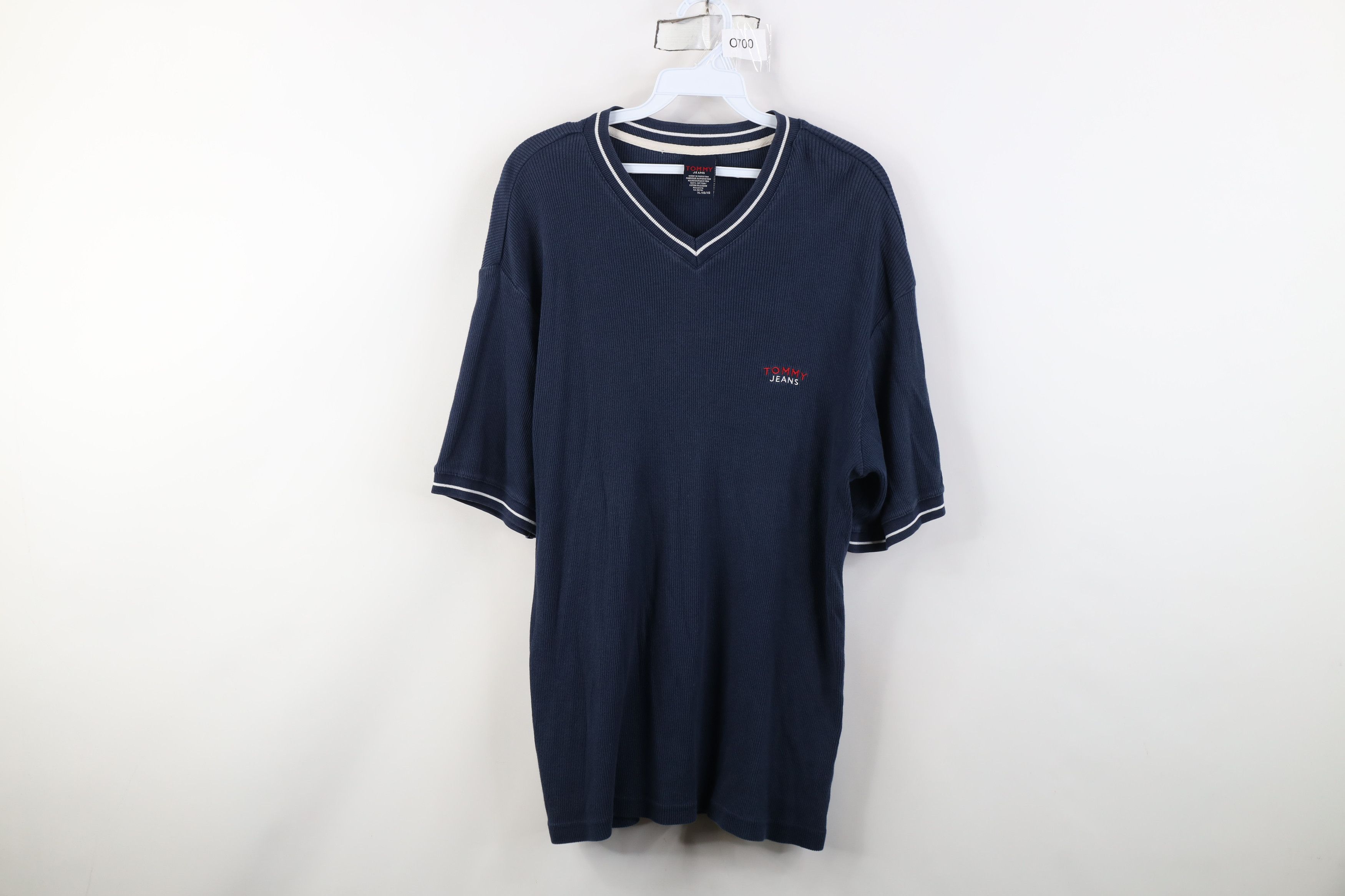 Tommy Hilfiger Vintage 90s Tommy Hilfiger Ribbed Knit Ringer T-Shirt Blue Size US XL / EU 56 / 4 - 1 Thumbnail