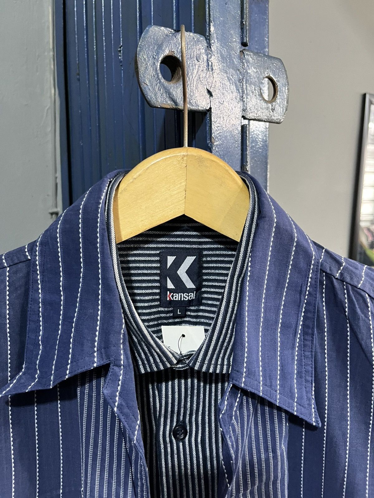 Kansai Yamamoto Kansai yamamoto hybrid striped double layer button shirt Size US M / EU 48-50 / 2 - 5 Thumbnail