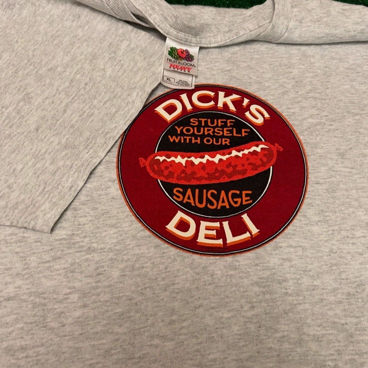 Vintage VINTAGE 90s Dicks Deli Stuff Your Self With Our Sausage Humor Vulgar Shirt XL Gray Mens T-Shirt Short Sleeve 1990s 90s Funny Skater Hip Hop Size US XL / EU 56 / 4 - 2 Thumbnail