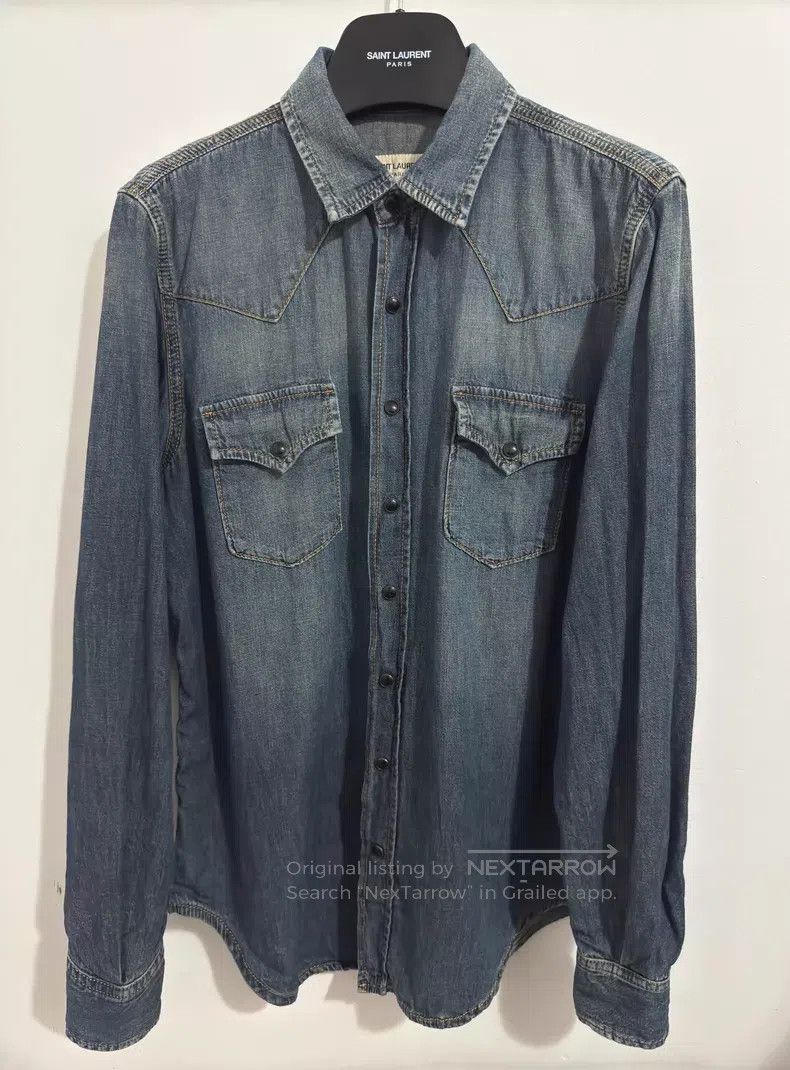 Saint Laurent Paris Saint Laurent Paris Vintage Dark Blue Cat Eye Double Pocke Size US M / EU 48-50 / 2 - 1 Thumbnail