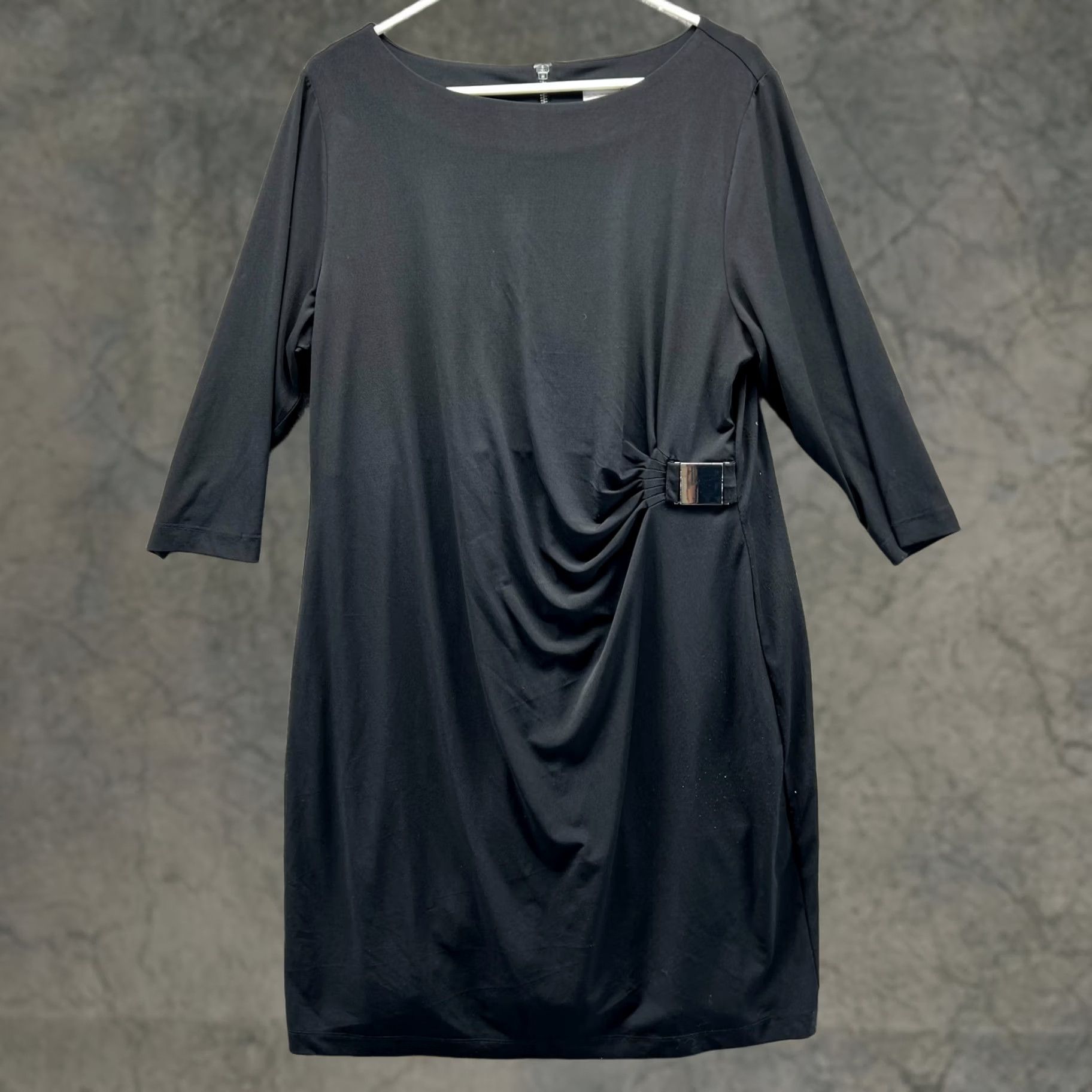 Vintage VINTAGE Chico's Dress Womens 2.5 Ladies Black 3/4 Sleeve Preppy Polyester Knit Shift Knee Length Womens Size XS / US 0-2 / IT 36-38 - 1 Thumbnail