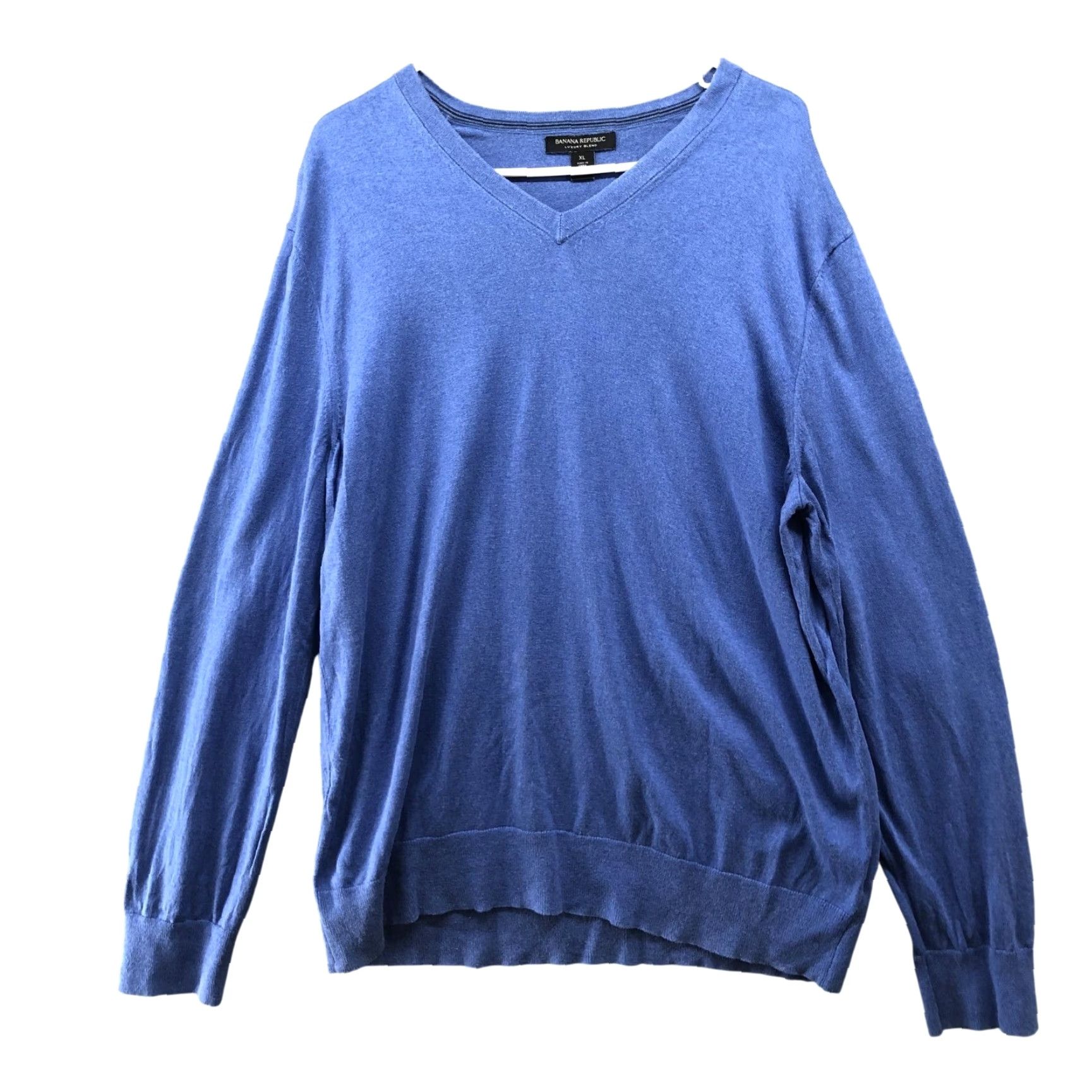 Banana Republic Banana Republic Sweater Mens XL Silk Cotton Cashmere Blue V-Neck Pullover Knit Solid Casual Linen? Size US XL / EU 56 / 4 - 2 Thumbnail