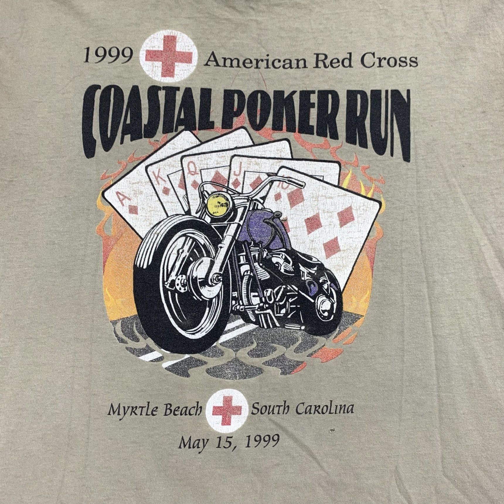 Jerzees VINTAGE American Red Cross Shirt Adult Large Tan Coastal Poker Run Thrashed 90s Size US L / EU 52-54 / 3 - 2 Thumbnail