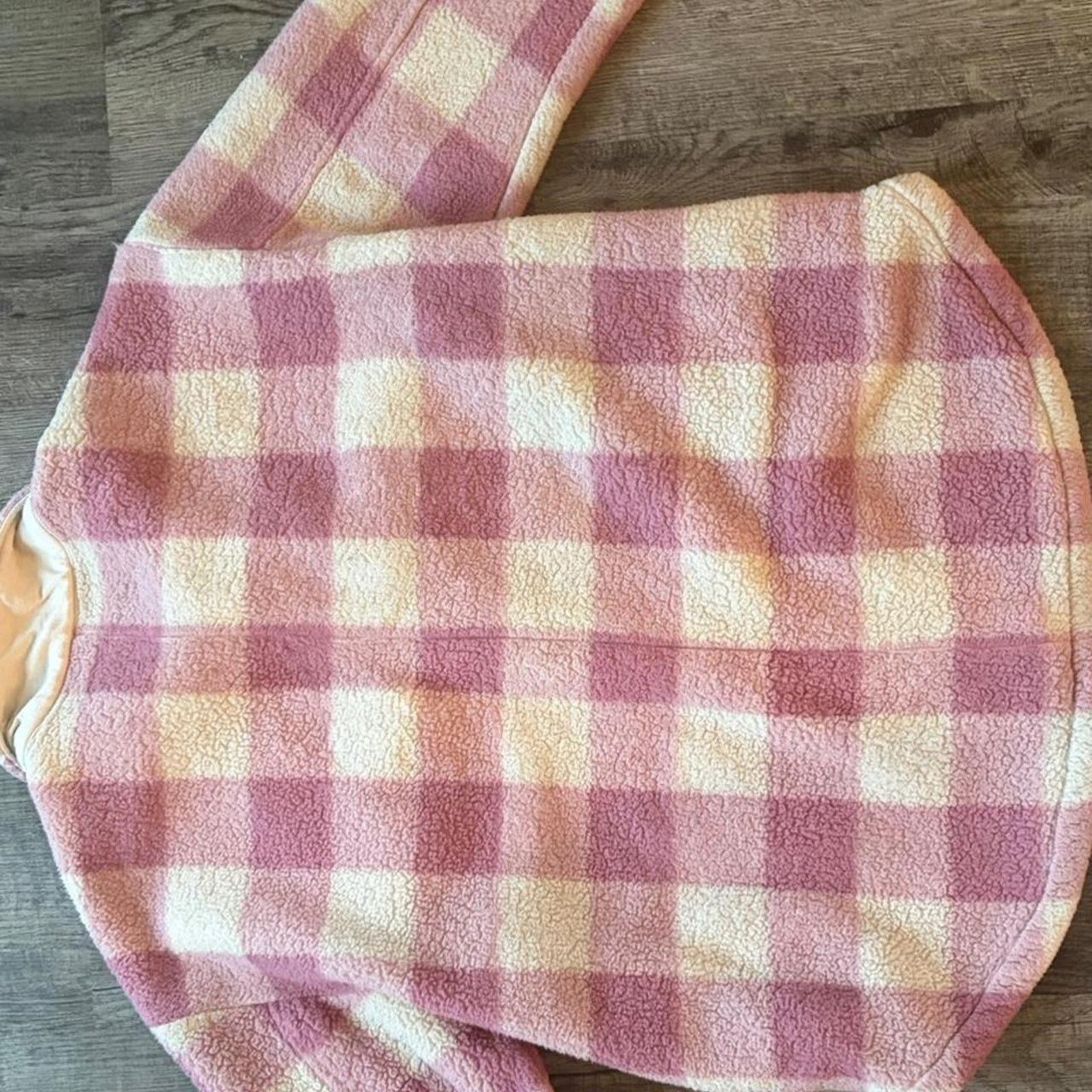 Aeropostale Pink & White Plaid Aeropostale Sherpa Jacket Size L / US 10 / IT 46 - 5 Thumbnail