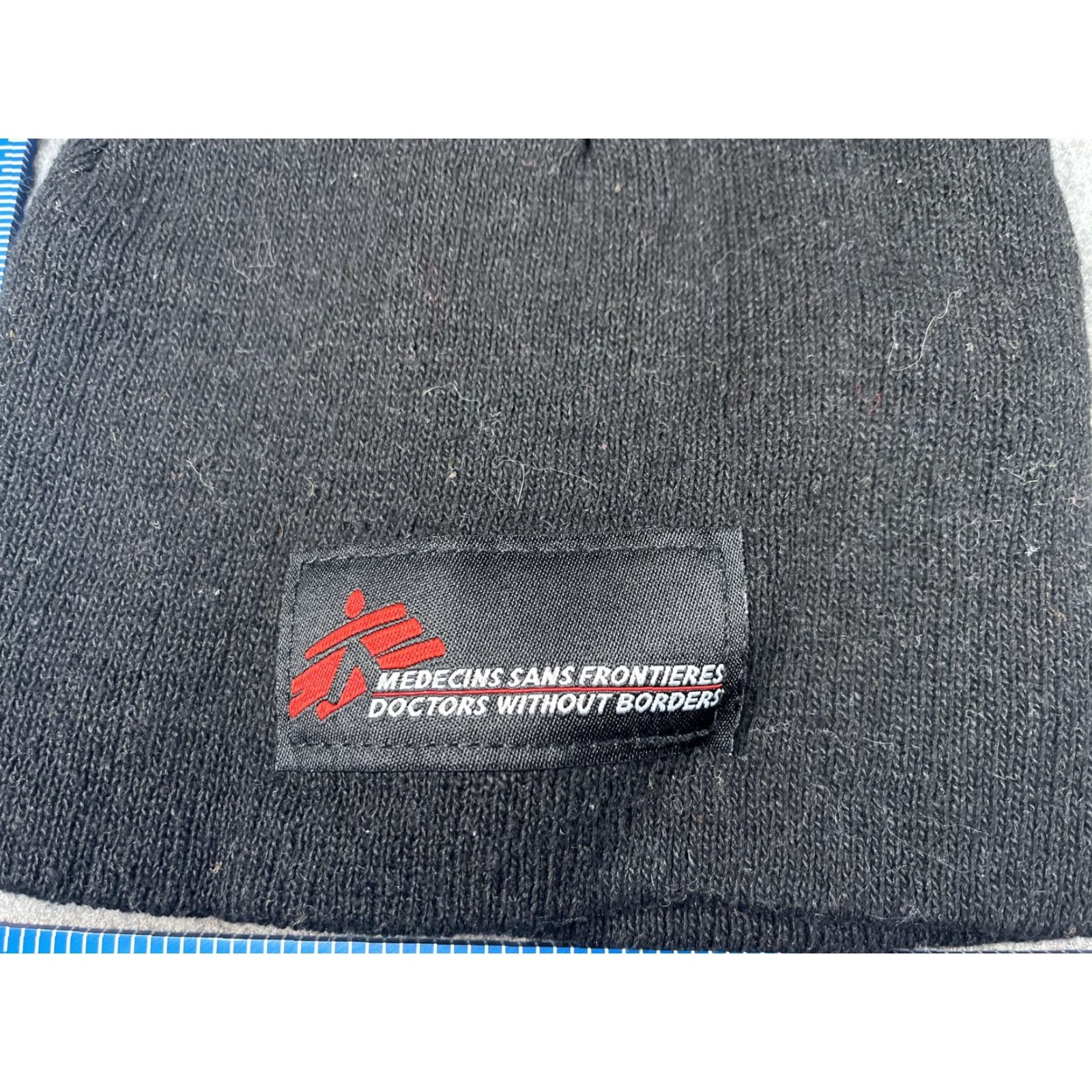 Vintage Medecins Sans Frontieres Beanie Mens One Size Black Knit Winter Warm Logo Size ONE SIZE - 2 Thumbnail