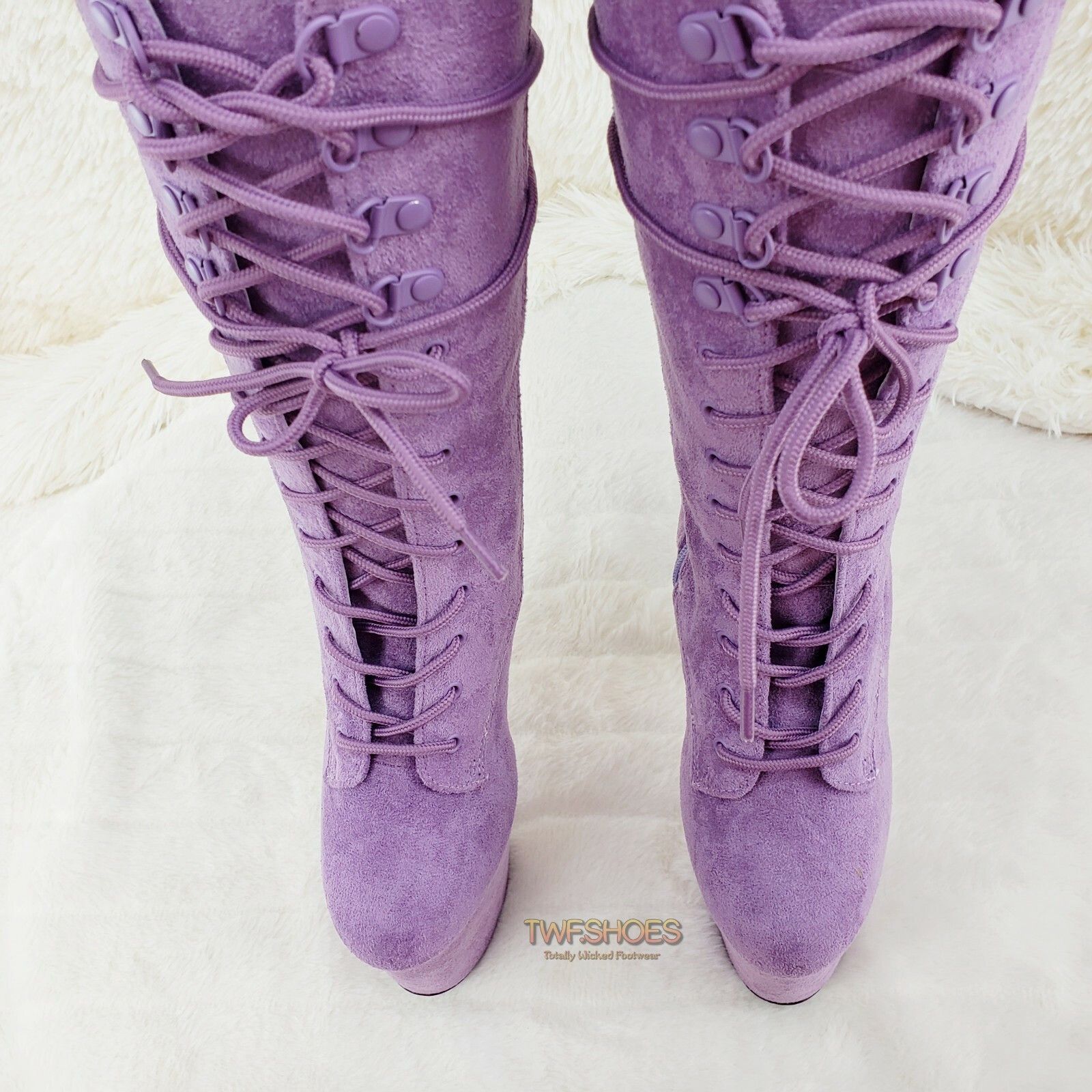 Other Flamingo 1050FS Lilac Purple V-Suede 8" Heel Platform Mid Ca Size US 9 / IT 39 - 9 Thumbnail