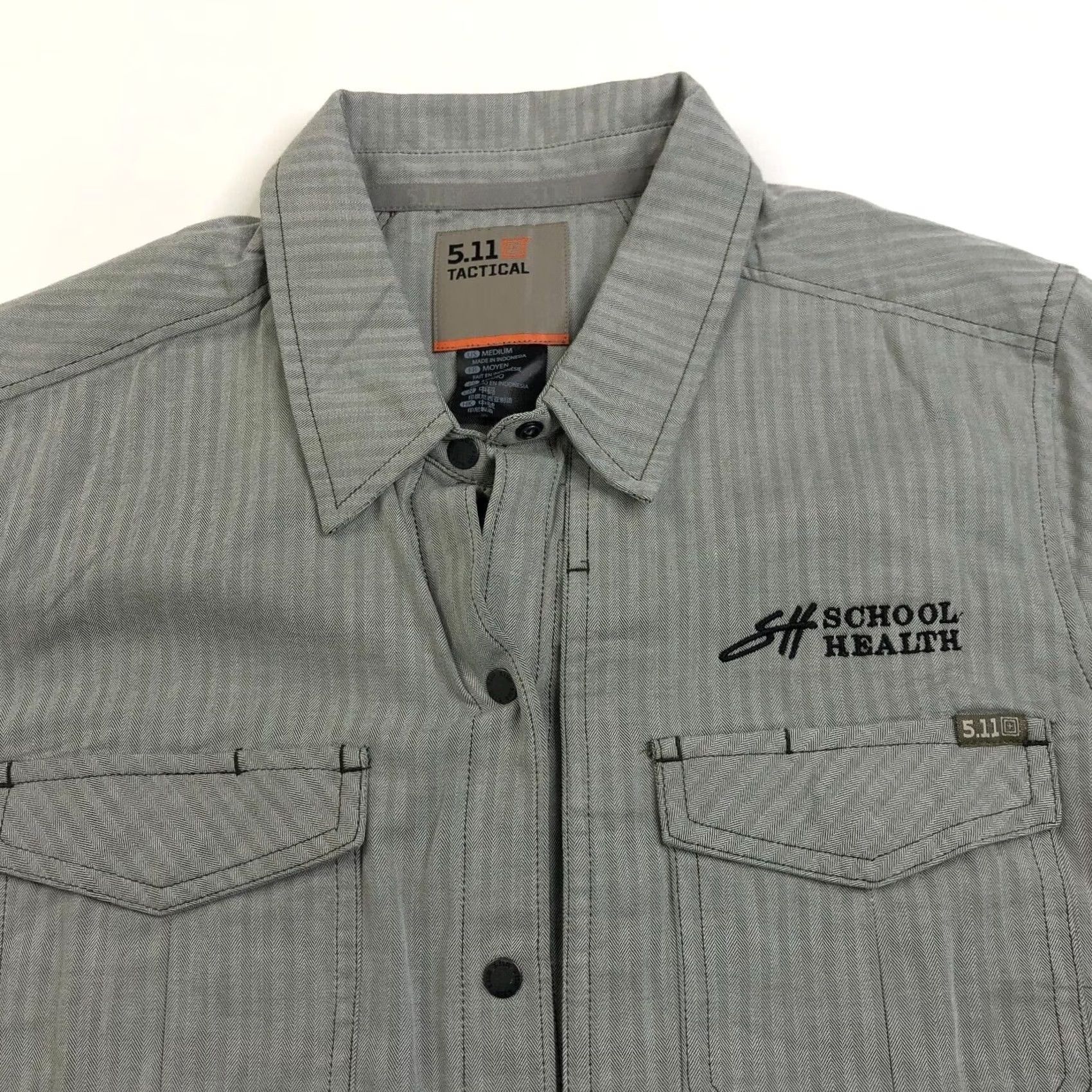 Vintage 5.11 Tactical Shirt Women M Button-Up Striped LS Outdoor Trek Trail Cotton Gray 5.11 Shirt Womens Button-Up Casual All Seasons Size M / US 6-8 / IT 42-44 - 2 Thumbnail