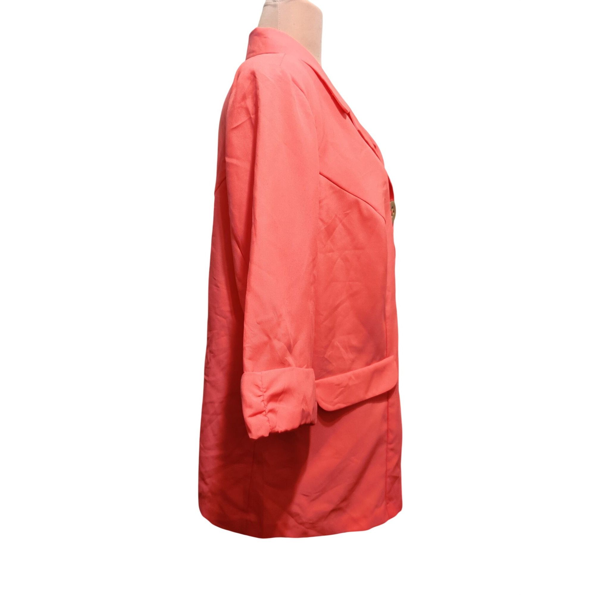 & Other Stories Allison Woods 22W Coral Button Front Plus Size Power Blazer Size 3XL / US 20-22 - 4 Thumbnail