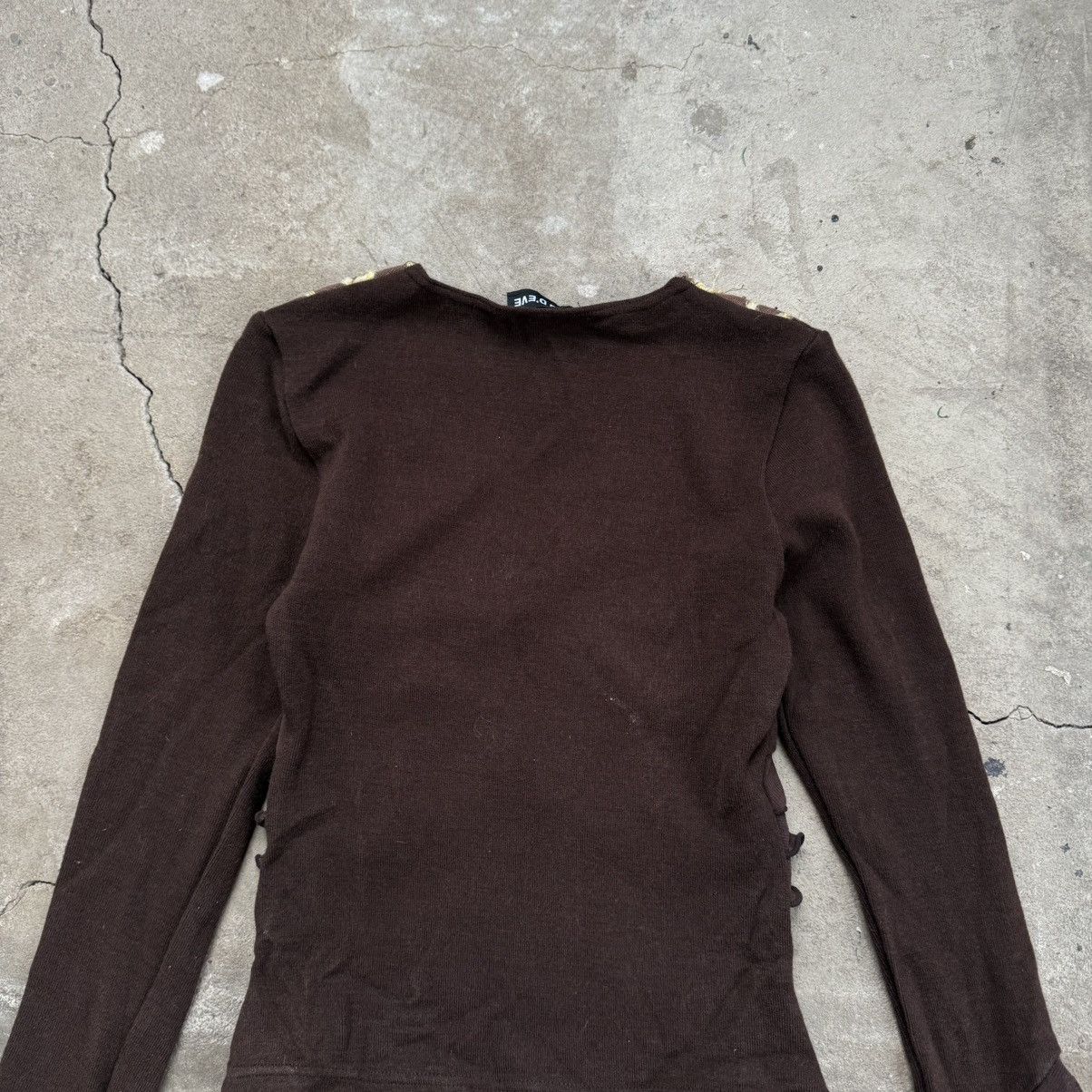 Japanese Brand Y2K Bisou D'eve Brown V-neck Paris Blouse Size S / US 4 / IT 40 - 4 Thumbnail