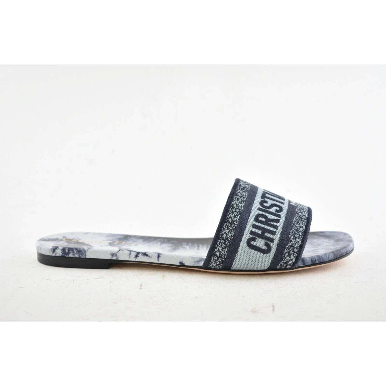 Dior Dway Tie Dye Embroidered Logo Slide Mule Flat Sandal 40.5 Size US 10.5 / IT 40.5 - 3 Thumbnail