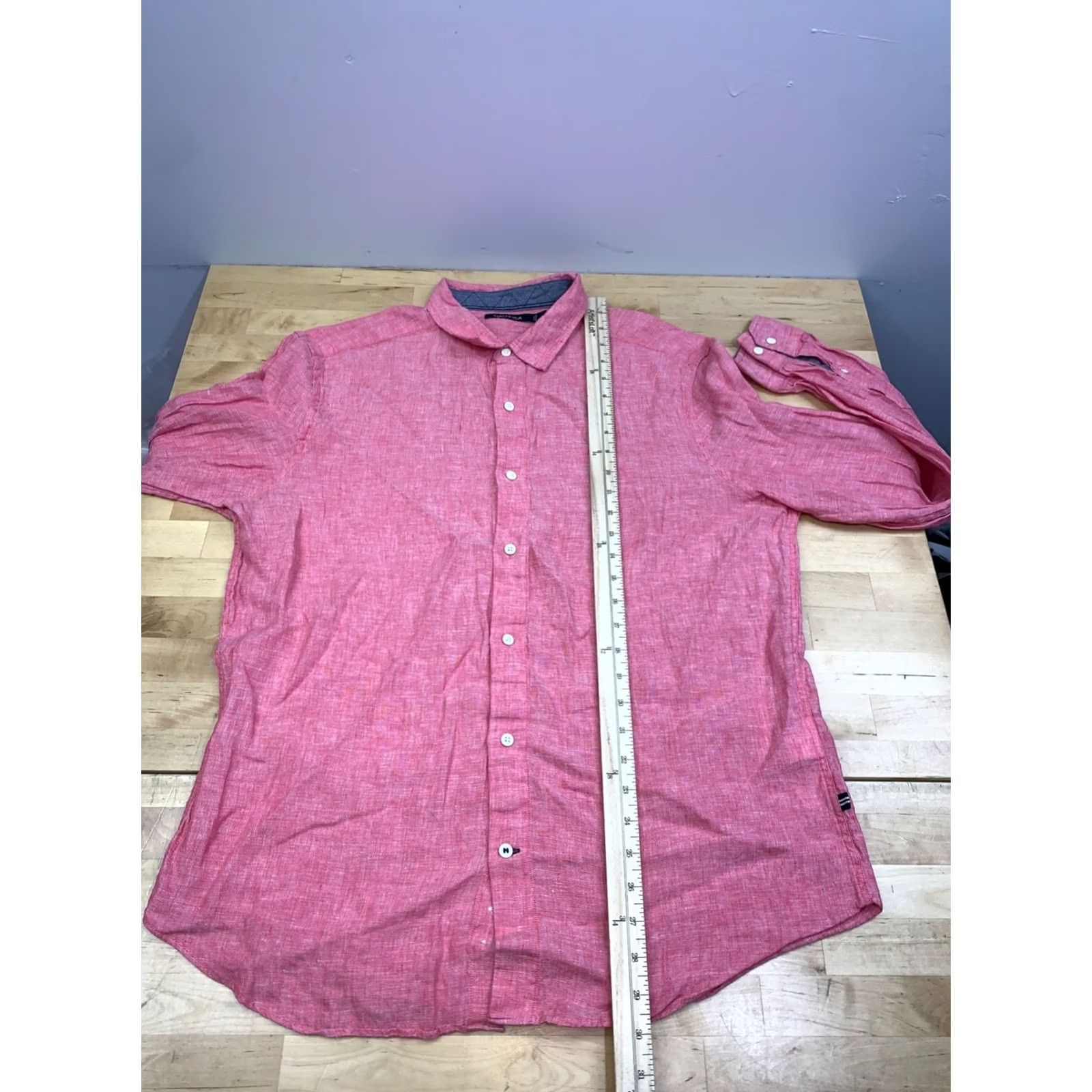 Nautica Nautica Button-Up Shirt Men L Linen Pink Coral Long Sleeve Casual 13328 Size US L / EU 52-54 / 3 - 3 Thumbnail