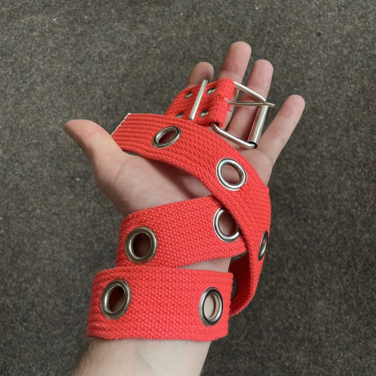 Vintage Vintage 90s Japanese Goth Alt Red Canvas Belt Buckle Slim OS Size ONE SIZE - 3 Thumbnail