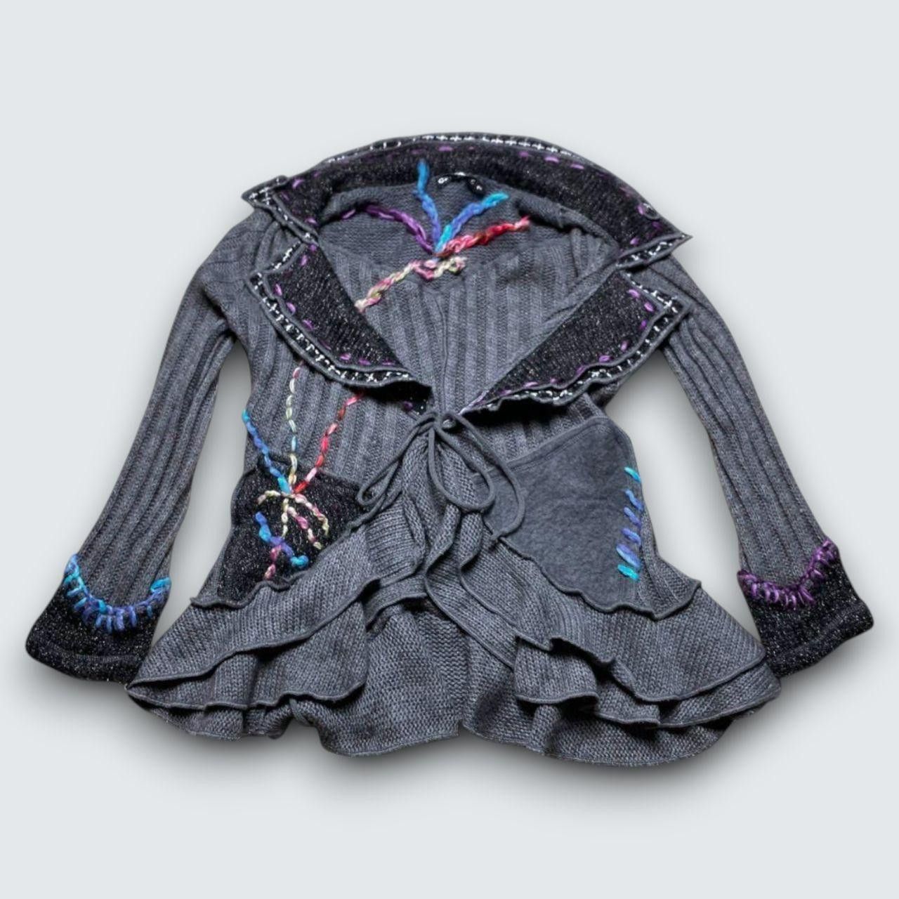 Japanese Brand Avant Garde Designer Y2K Knit Cardigan Grey L Size L / US 10 / IT 46 - 1 Thumbnail