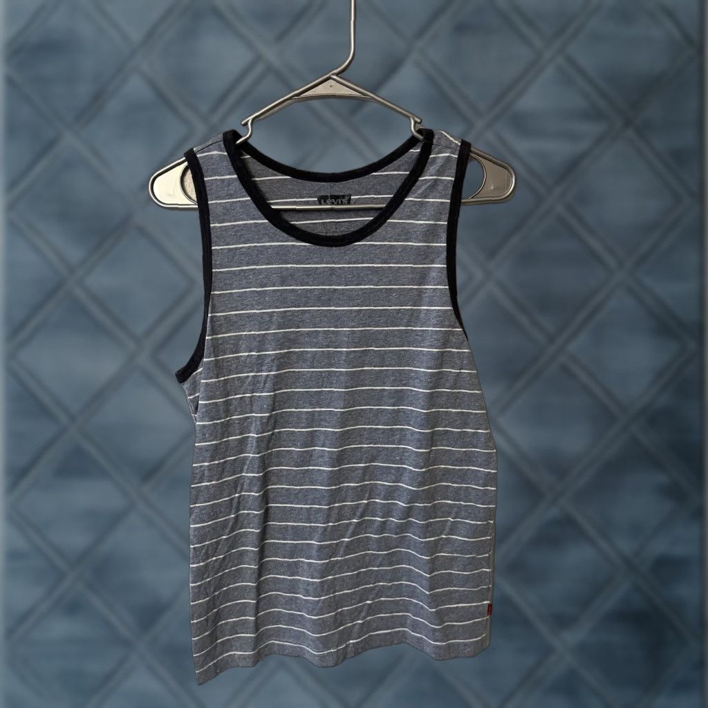 Levi's Levi's Tank Top Small Blue Striped Sleeveless Cotton Polyester Men Size US S / EU 44-46 / 1 - 1 Thumbnail