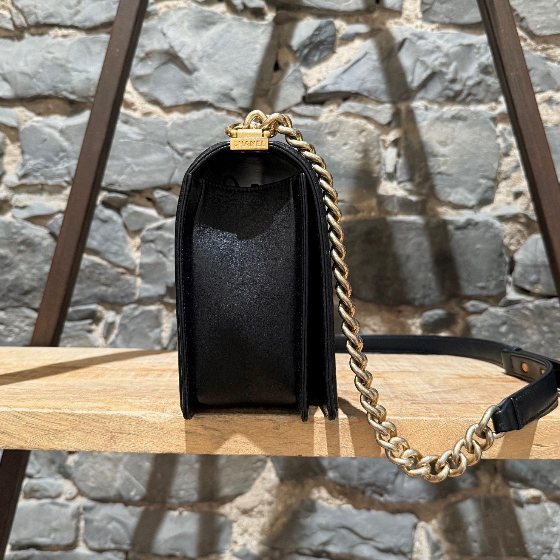 Chanel Chanel Black Lambskin GHW Large Boy Bag Size ONE SIZE - 7 Thumbnail