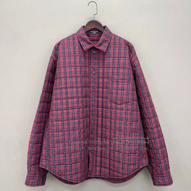 Balenciaga Balenciaga Red and Black Plaid Cotton Jacket Size US S / EU 44-46 / 1 - 1 Thumbnail