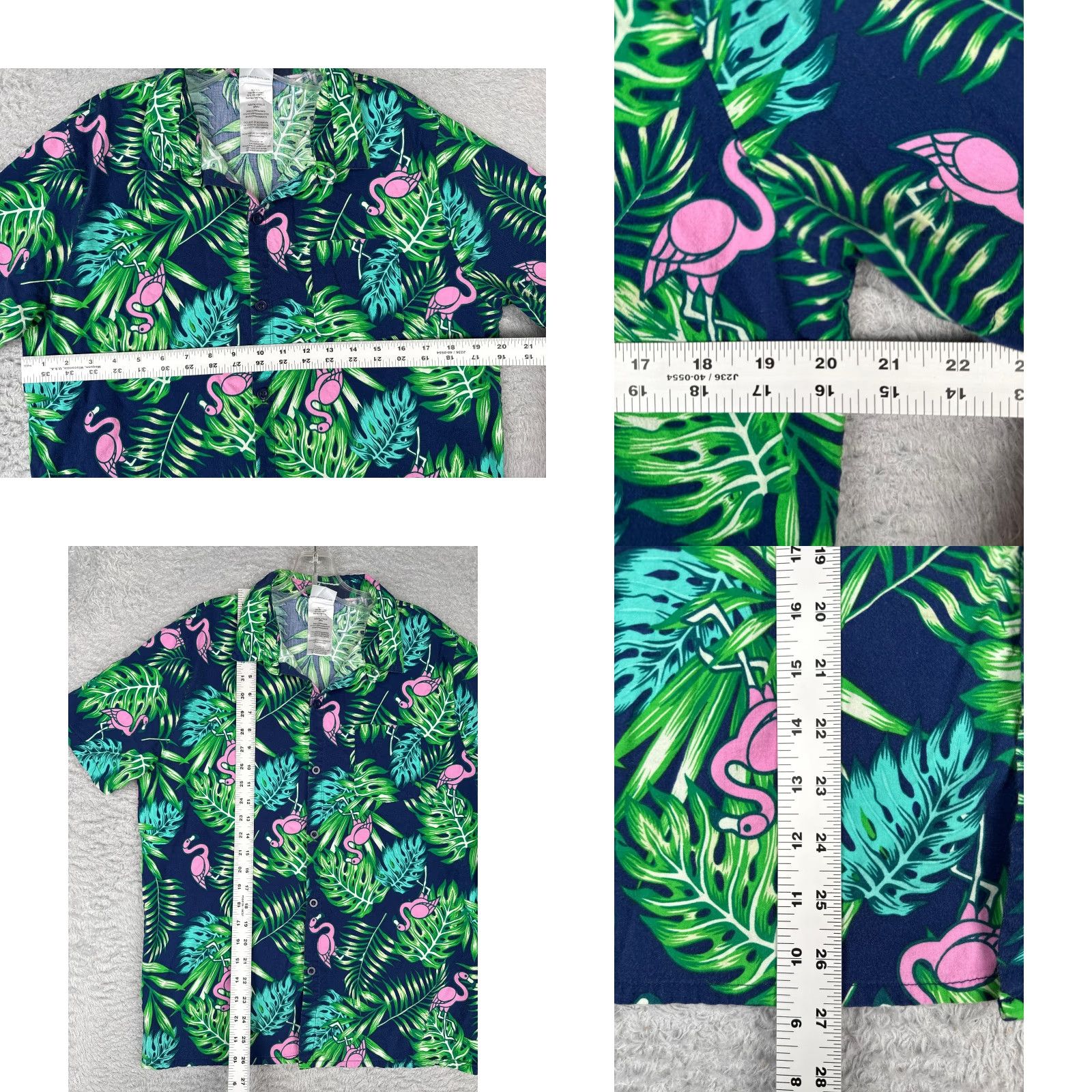 Vintage IML Shirt Adult Medium Blue Green Floral Flamingo AOP Hawaiian Cotton Blend Shirt Casual Men's 90s? Size US M / EU 48-50 / 2 - 8 Thumbnail