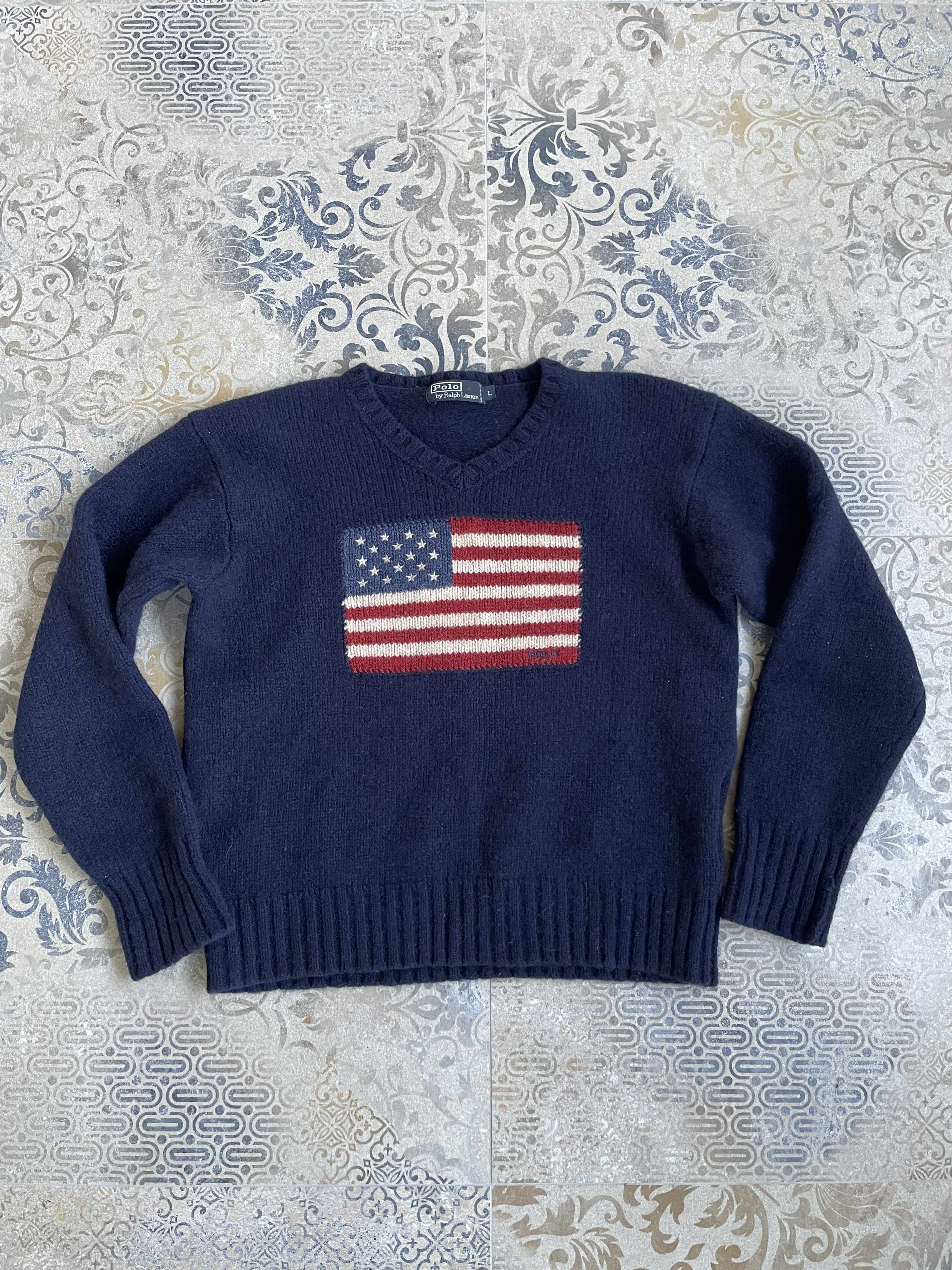 Polo Ralph Lauren Womens Polo Ralph Lauren Wool Jumper USA Flag Size L / US 10 / IT 46 - 2 Thumbnail