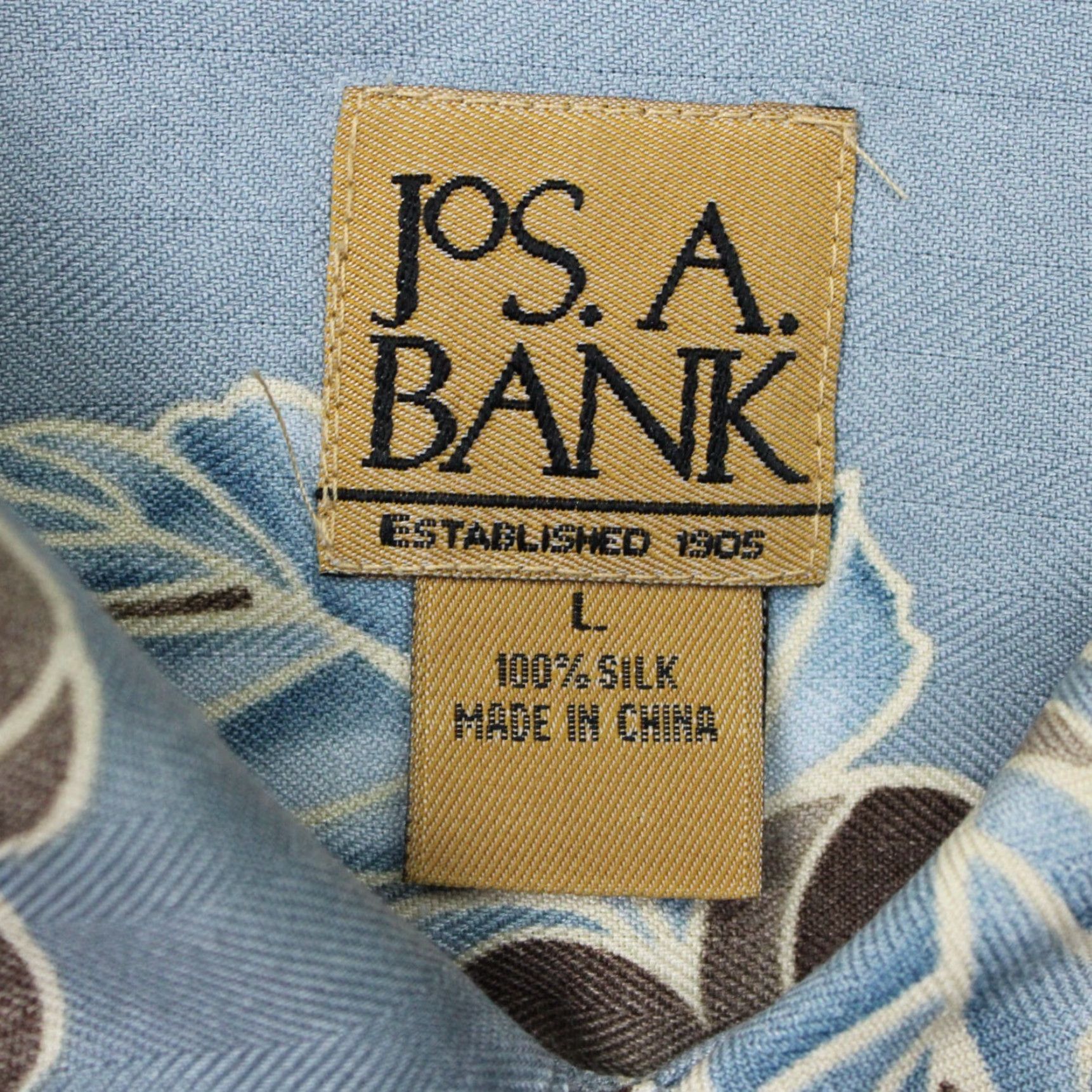 Jos. A. Bank Jos. A. Bank Shirt Mens Large Blue Floral 100% Silk Short Sleeve Button Up Size US L / EU 52-54 / 3 - 7 Thumbnail