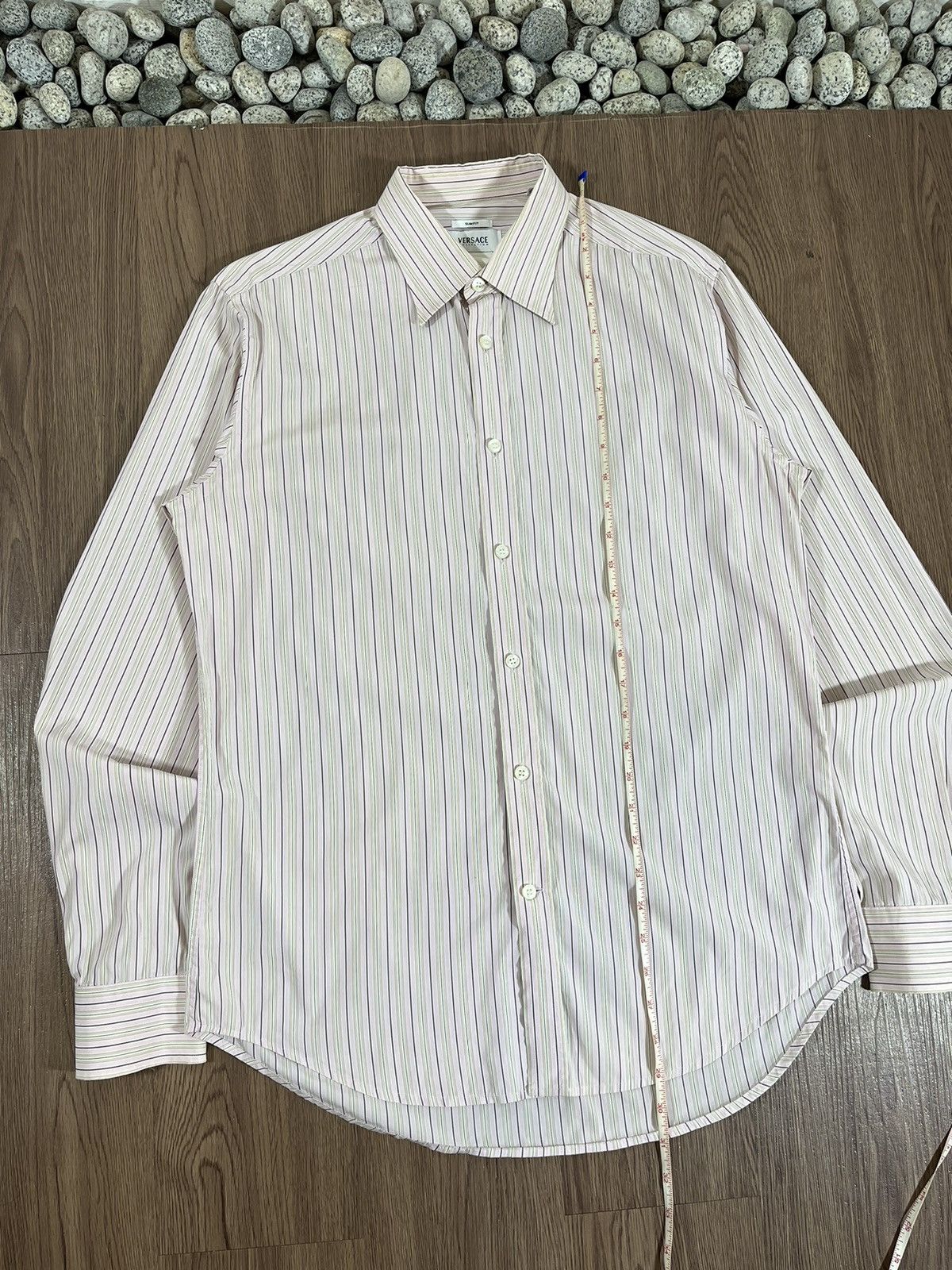 Versace Versace Italy Soft Pink Striped Button Up Shirt – (40 M) Size US M / EU 48-50 / 2 - 14 Thumbnail