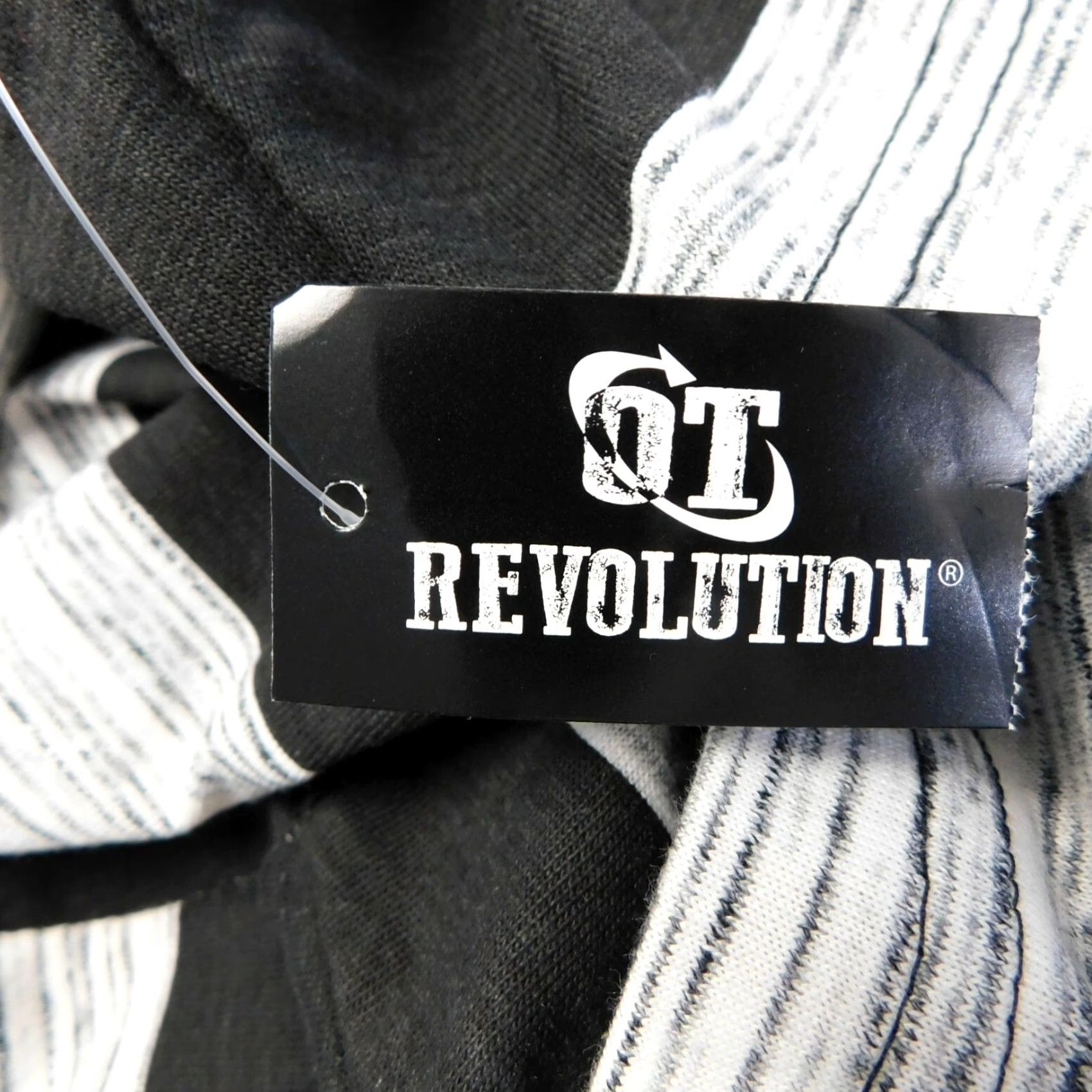 Vintage OT Revolution Men's Short Sleeve Crew Neck T-Shirt 2XL Gray Striped Cotton Blend Shirt Mens TS 2XL Size US XXL / EU 58 / 5 - 3 Thumbnail