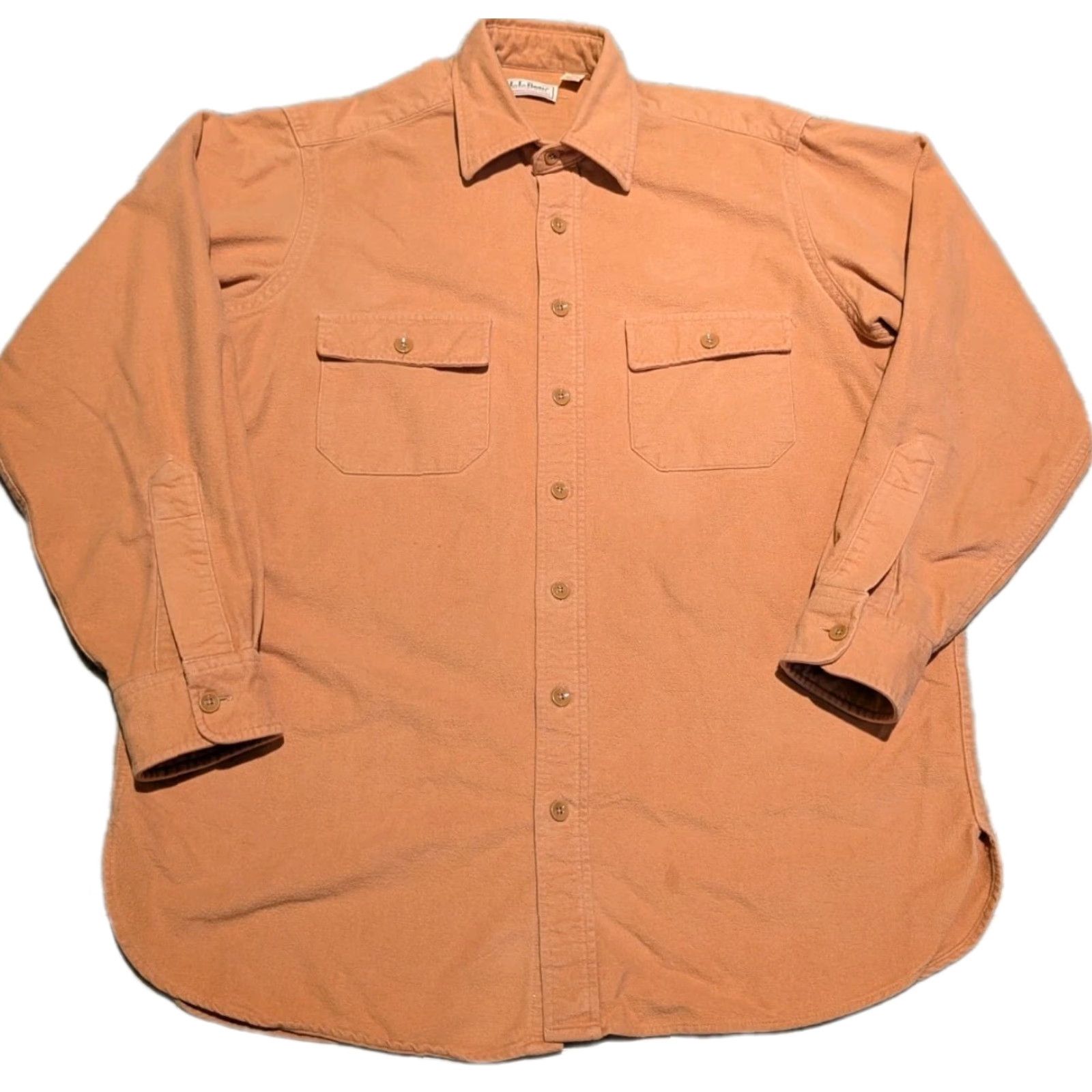 Vintage VINTAGE LL Bean Button-Up Shirt Mens Peach Chamois Cloth USA Made 16.5 L Tall Long Sleeve Solid Orange Size US L / EU 52-54 / 3 - 2 Thumbnail