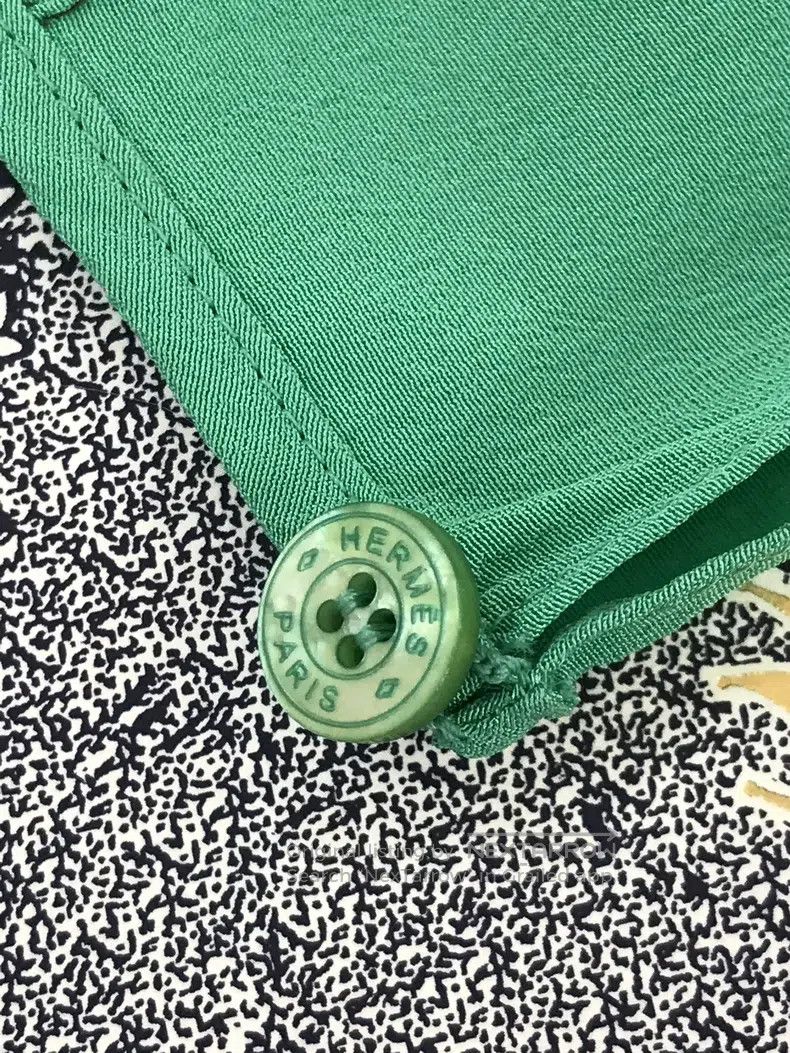 Hermes Hermes Green Silk Tie-Waist Shirt Top Size XXS / US 00 / IT 34 - 6 Thumbnail