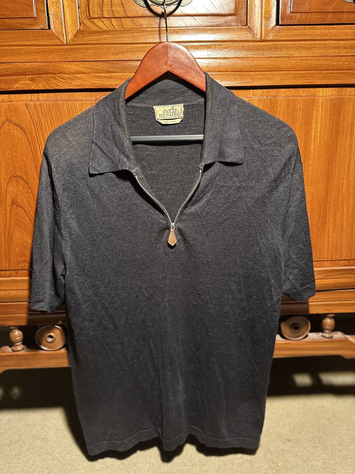 Hermes Rare Linen Silk Quarter Zip Polo Size US S / EU 44-46 / 1 - 1 Thumbnail