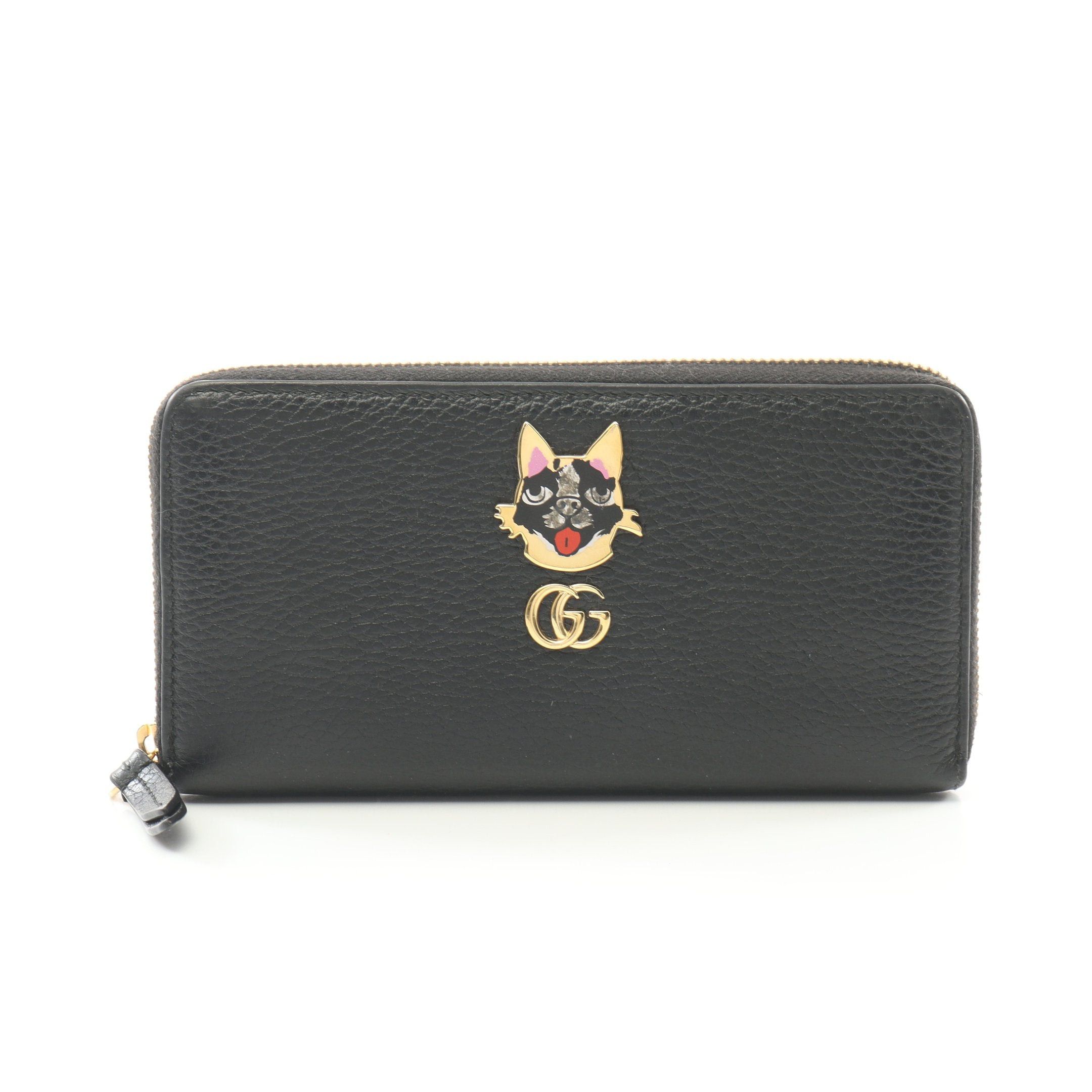 Gucci Gucci Gg Marmont Bosco Round Zipper Long Wallet Leather Black Size ONE SIZE - 1 Thumbnail