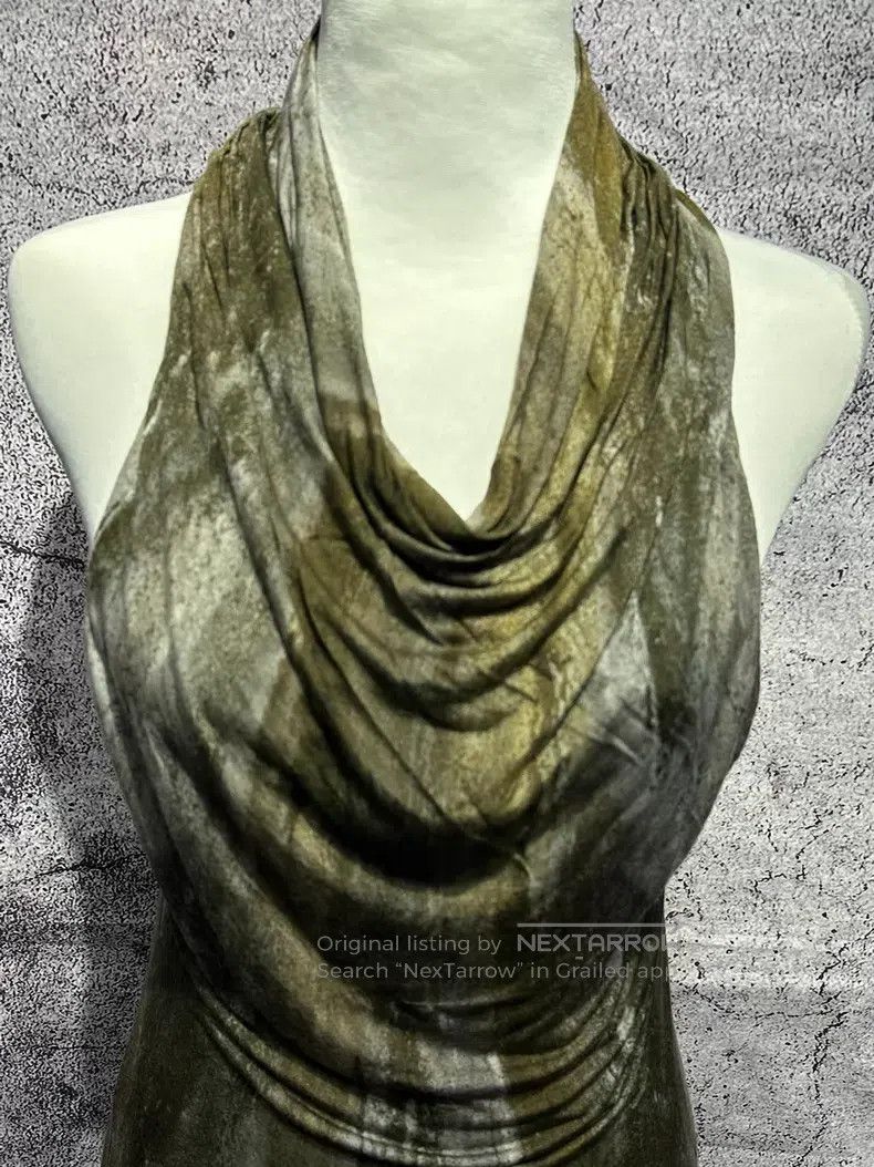 Helmut Lang Helmut Lang size P Yellow Mud Stained Draped Backless Top Size M / US 6-8 / IT 42-44 - 2 Thumbnail