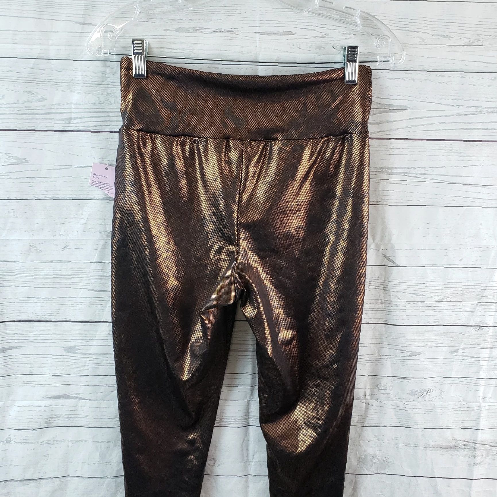 Vintage Wild Fable Leggings Womens Sz Medium Brown Metallic Animal Print Size 32" / US 10 / IT 46 - 4 Thumbnail