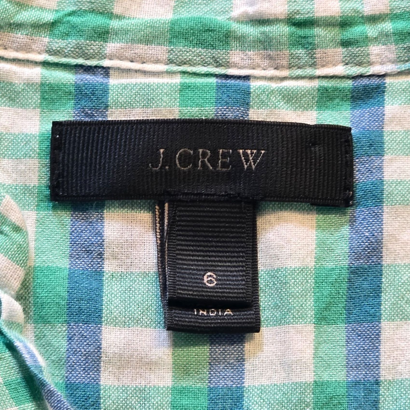 J.Crew J.CREW Top Womens Size 6 Blue Green Striped Plaid Popover Long Sleeve Blouse Shirt Casual Mens? Womens Size M / US 6-8 / IT 42-44 - 4 Thumbnail
