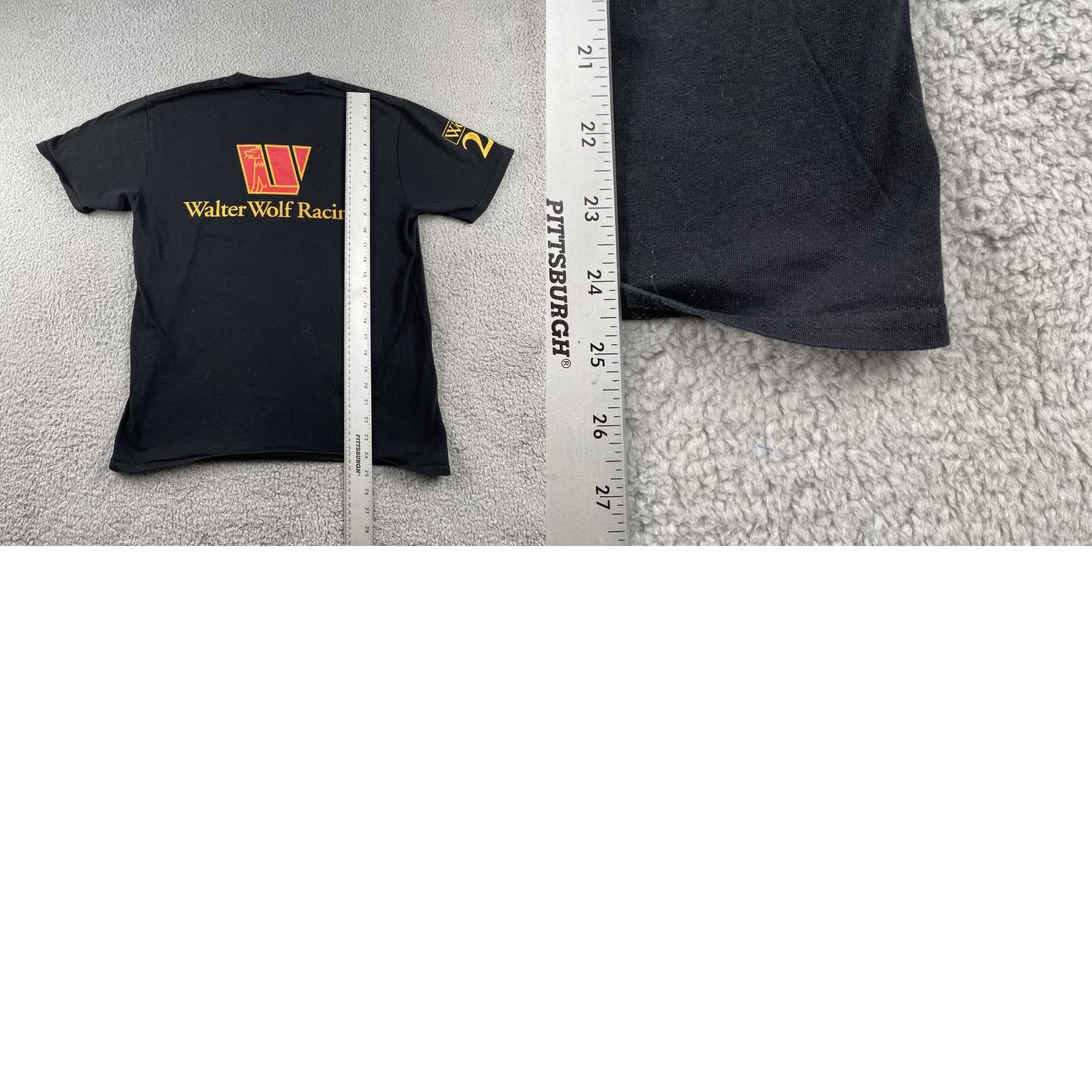 Vintage VINTAGE Retro GP Walter Wolf Racing Formula One #20 Canada Black T-Shirt Mens Medium 100% Cotton Crew Neck Grey Wolf Retro Racing Grand Prix 80s 90s Size US M / EU 48-50 / 2 - 10 Thumbnail