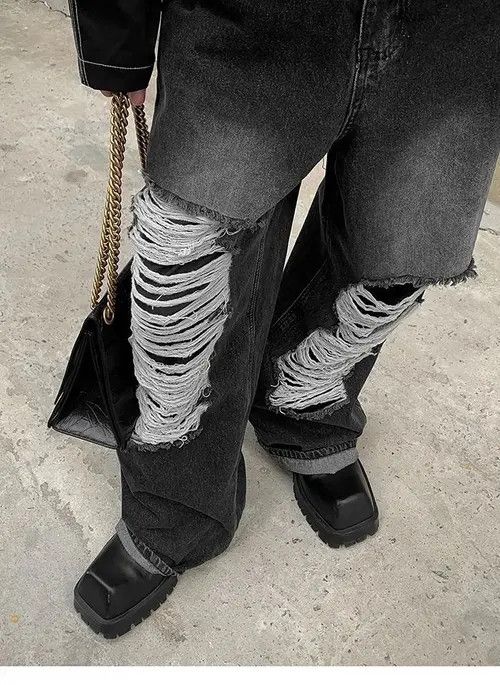 Jean Fukiishi x Aya Baggy distressed ripped wide leg y2k jeans Size US 32 / EU 48 - 7 Thumbnail