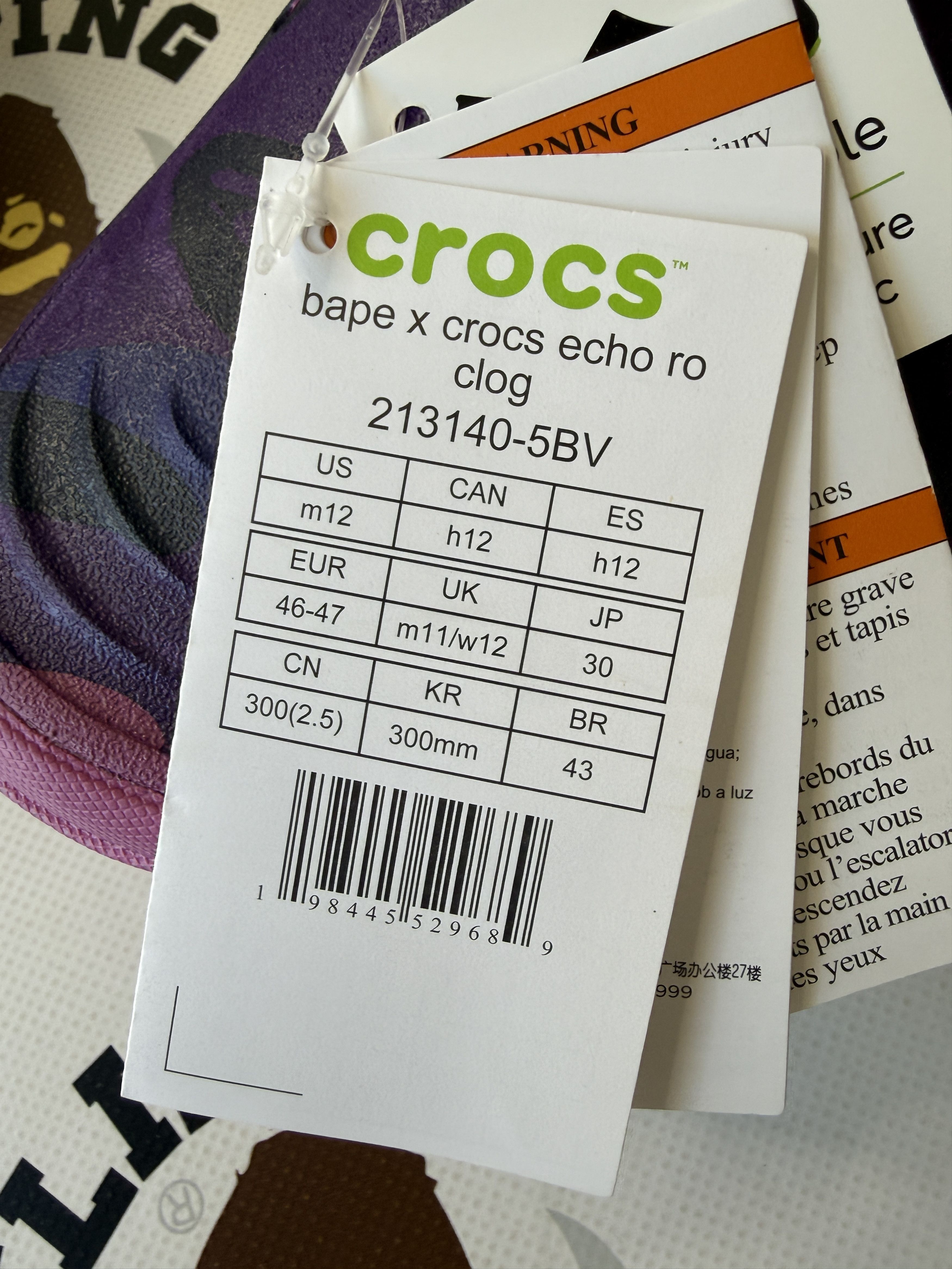 Bape × Crocs BAPE X CROCS ECHO PURPLE Size US 12 / EU 45 - 13 Thumbnail