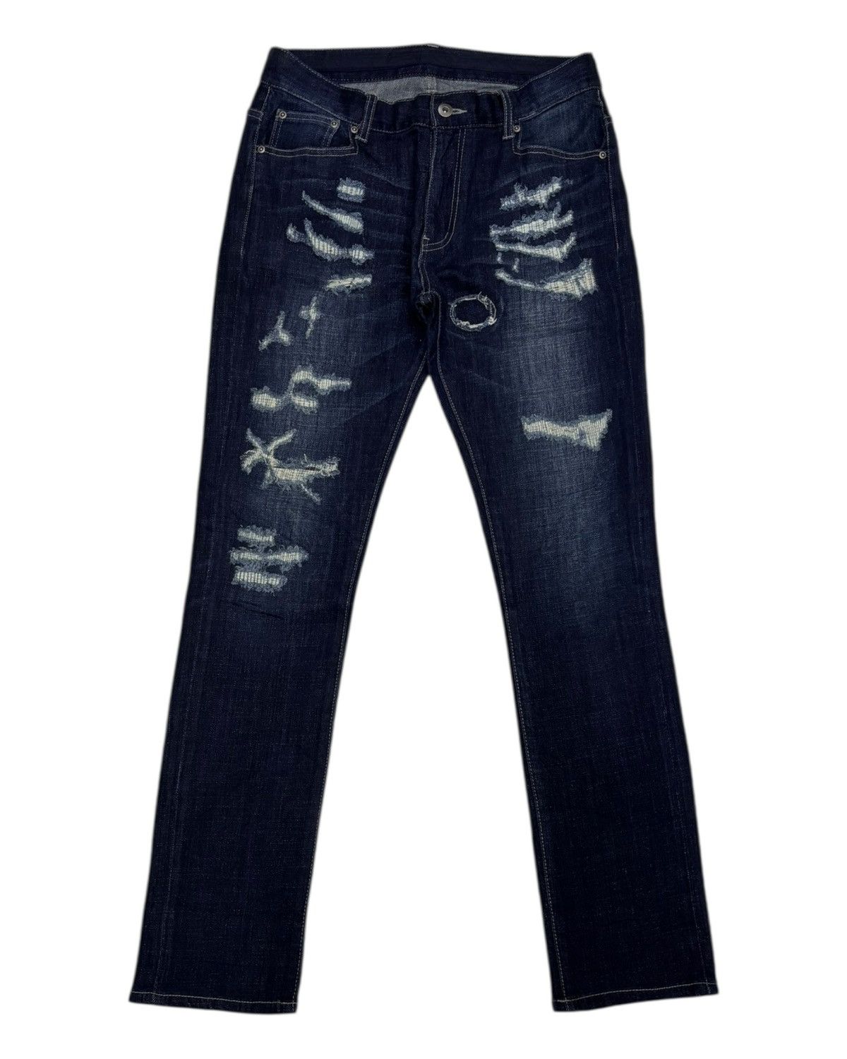 Japanese Brand Regius Evolution Boro Patchwork Distressed Denim Jeans Size 31" - 8 Thumbnail