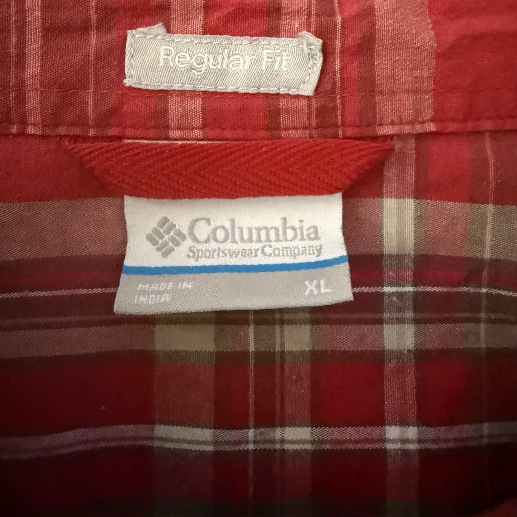 Vintage Columbia Shirt Mens XL Red/Pink Madras Plaid Short Sleeve Button Up Camp Shirt Size US XL / EU 56 / 4 - 2 Thumbnail