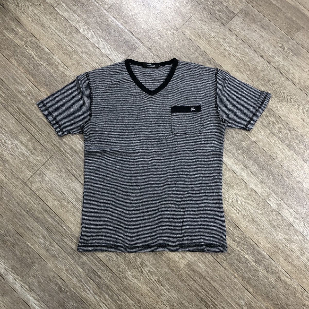 Vintage Burberry London Black Label Striped Pocket Tee