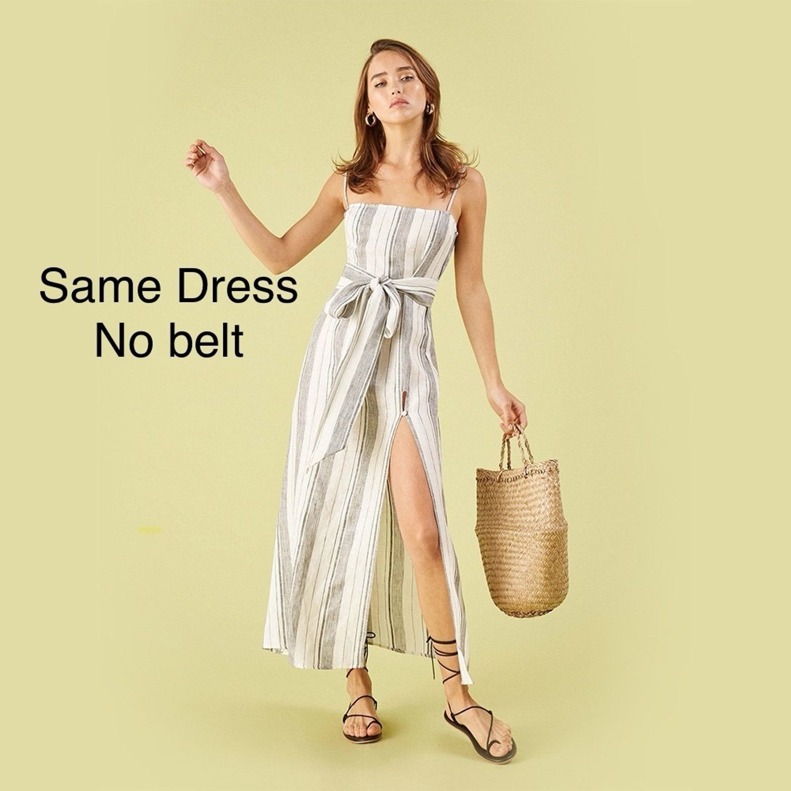 Reformation Reformation $218 “Pineapple' Striped Linen Dress NO BELT XS Size XS / US 0-2 / IT 36-38 - 3 Thumbnail
