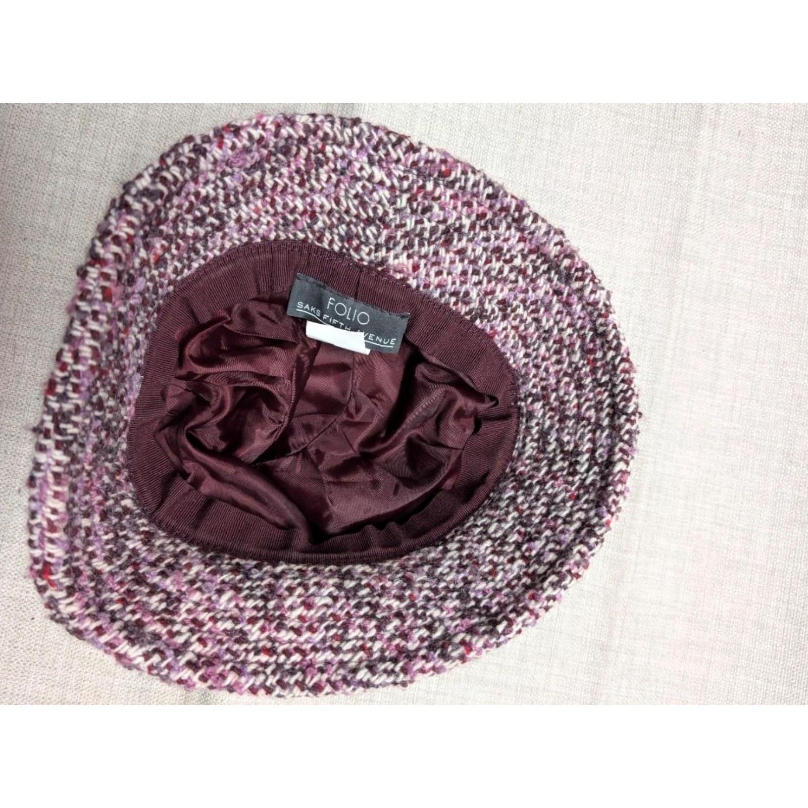 Saks Fifth Avenue VINTAGE Saks Fifth Avenue bucket hat KNIT wool tweed PINK ITALY WOMEN ONE SIZE Size ONE SIZE - 5 Thumbnail