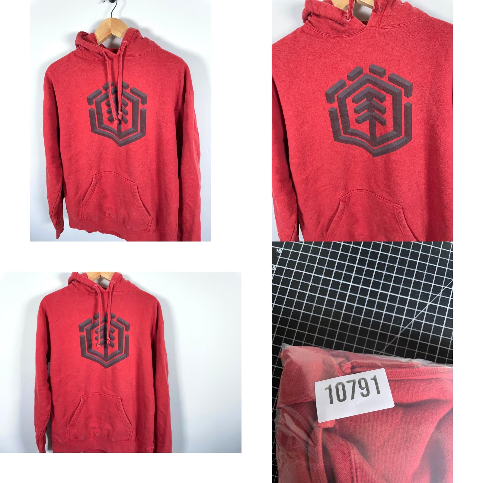 Element VINTAGE Element Hoodie Men's XL Red Graphic Print Heavyweight Pockets Pullover Crew Neck Skateboarding Fall Winter Size US XL / EU 56 / 4 - 9 Thumbnail