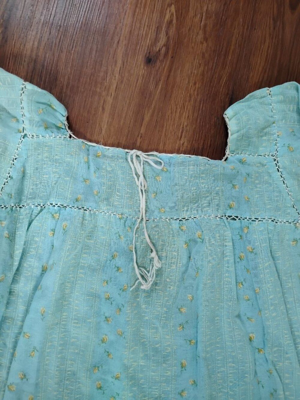 Other Vintage Floral Cinch Collar Blouse Top Shirt Hippy Peasant Size M / US 6-8 / IT 42-44 - 1 Thumbnail
