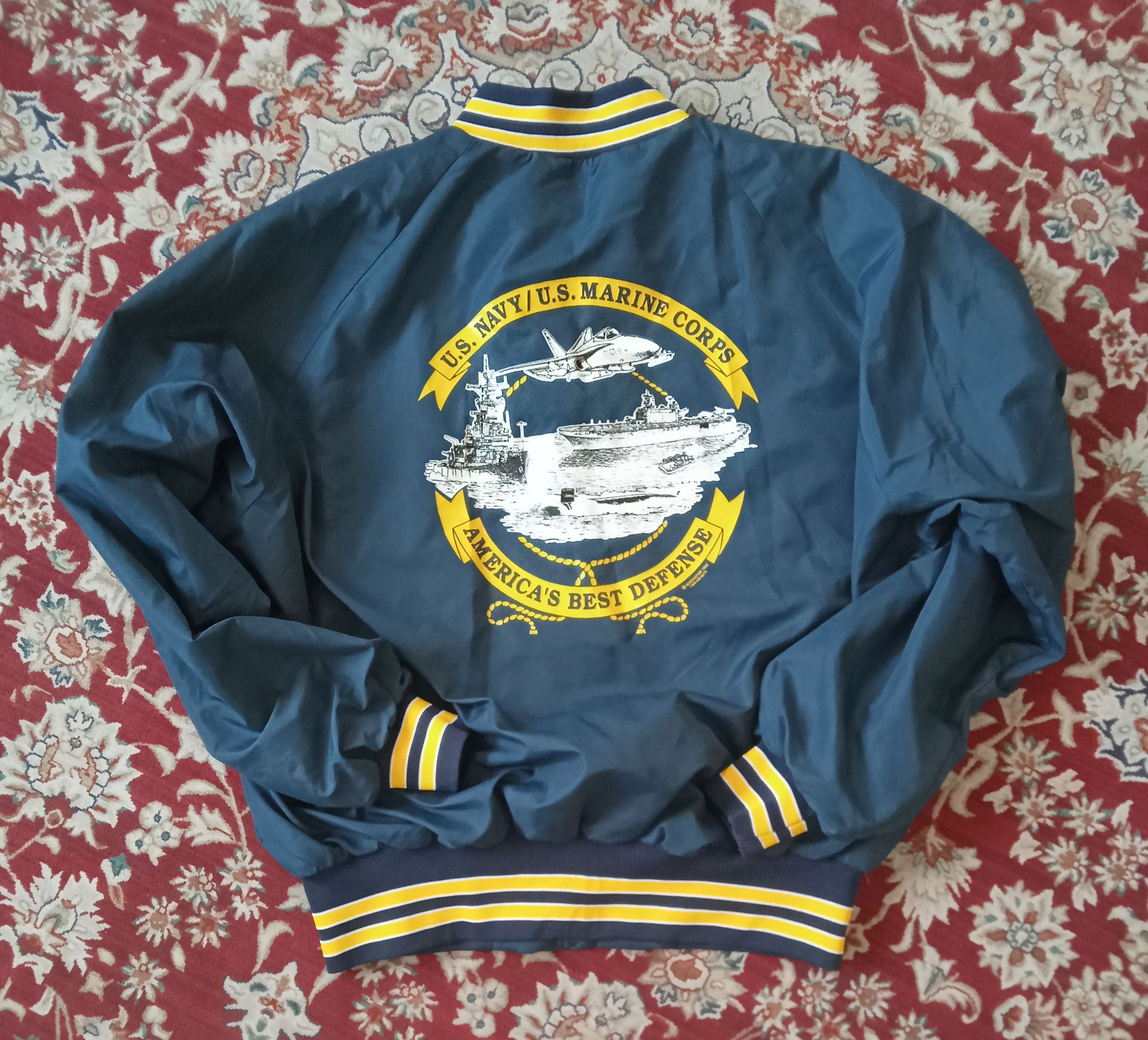 image of Dunbrooke x USMC Vintage 90S' Usn Usmc - Coaches Jacket in Blue, Men's (Size XL)