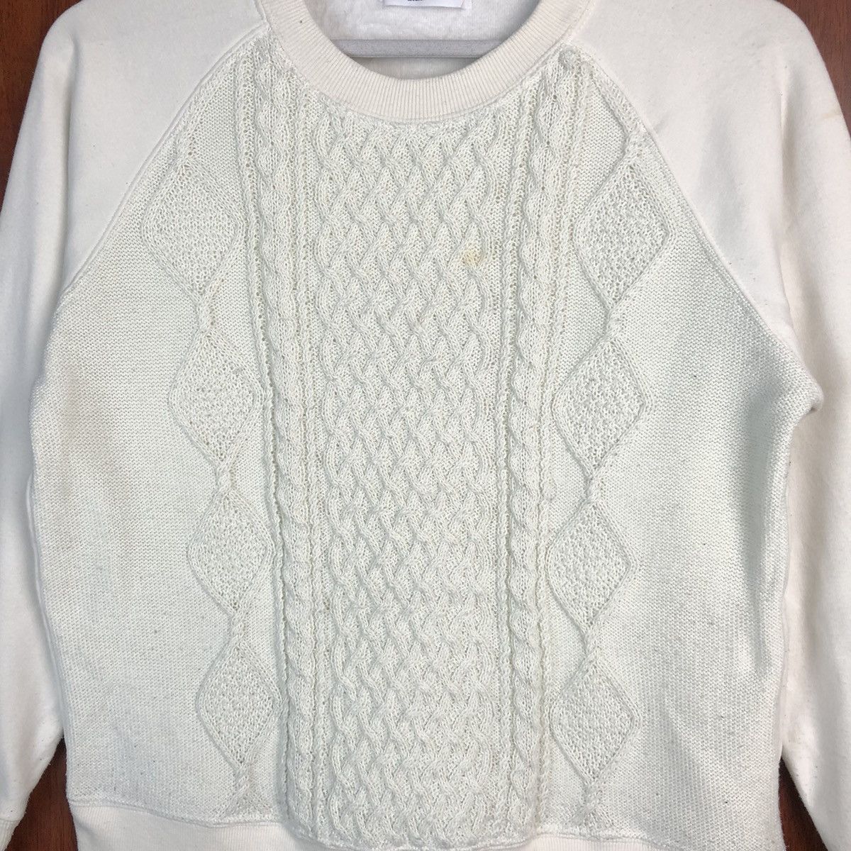 Homespun Knitwear × Japanese Brand Back Number White cable Knitwear sweatshirt #7521 Size S / US 4 / IT 40 - 5 Thumbnail