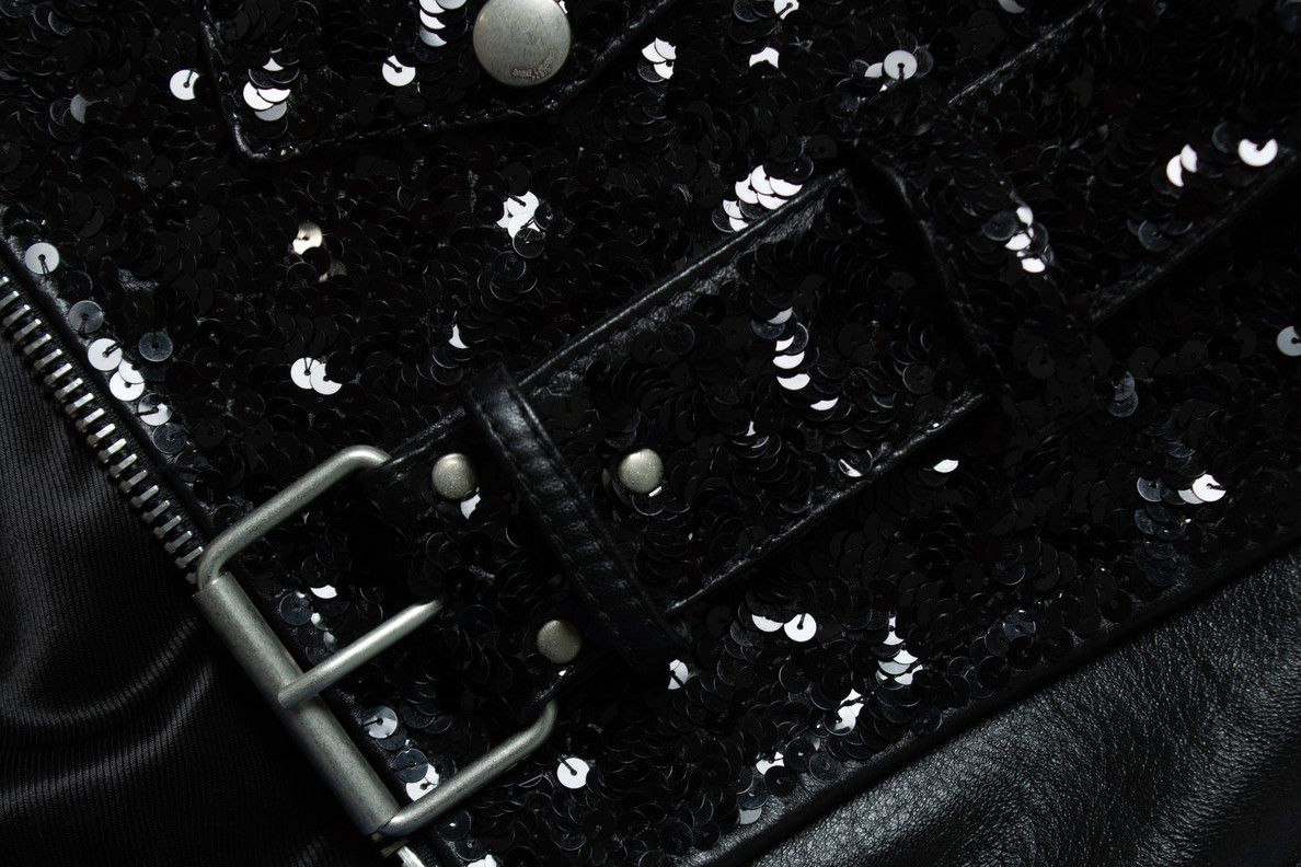 Saint Laurent Paris Saint Laurent, Sequin lamb leather jacket in black Size US M / EU 48-50 / 2 - 6 Thumbnail