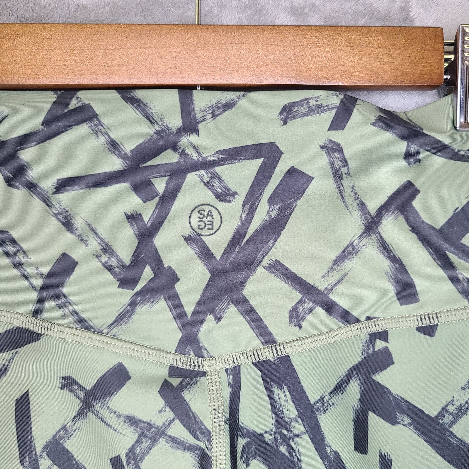 Sage Sage Women's XL Yoga Pants Green/Black Abstract Stretchy Size 28" / US 6 / IT 42 - 6 Thumbnail