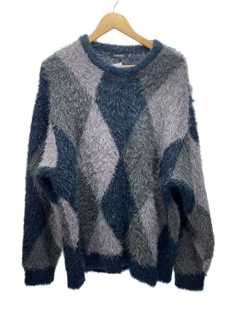 image of Number N Ine Fluffy Diamond Knit Sweater in Grey, Men's (Size Large)