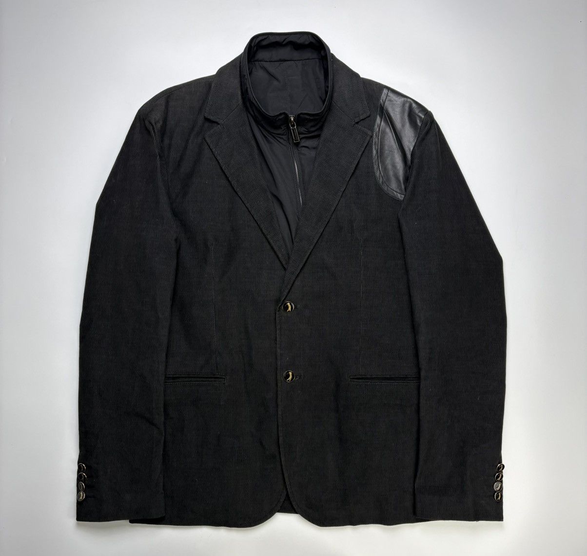 Dirk Bikkembergs Dirk Bikkembergs Hybrid Black Corduroy Blazer Jacket Size 54R - 1 Thumbnail