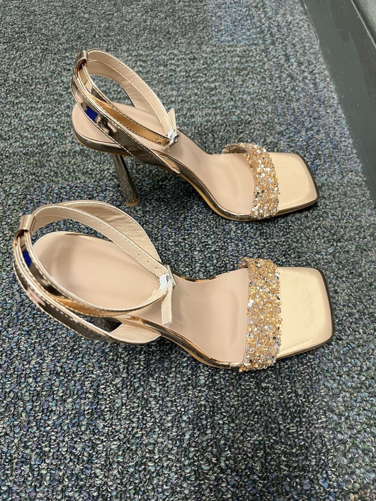 Other Champagne women’s high heel sandals with square toe Size US 7.5 / IT 37.5 - 1 Thumbnail