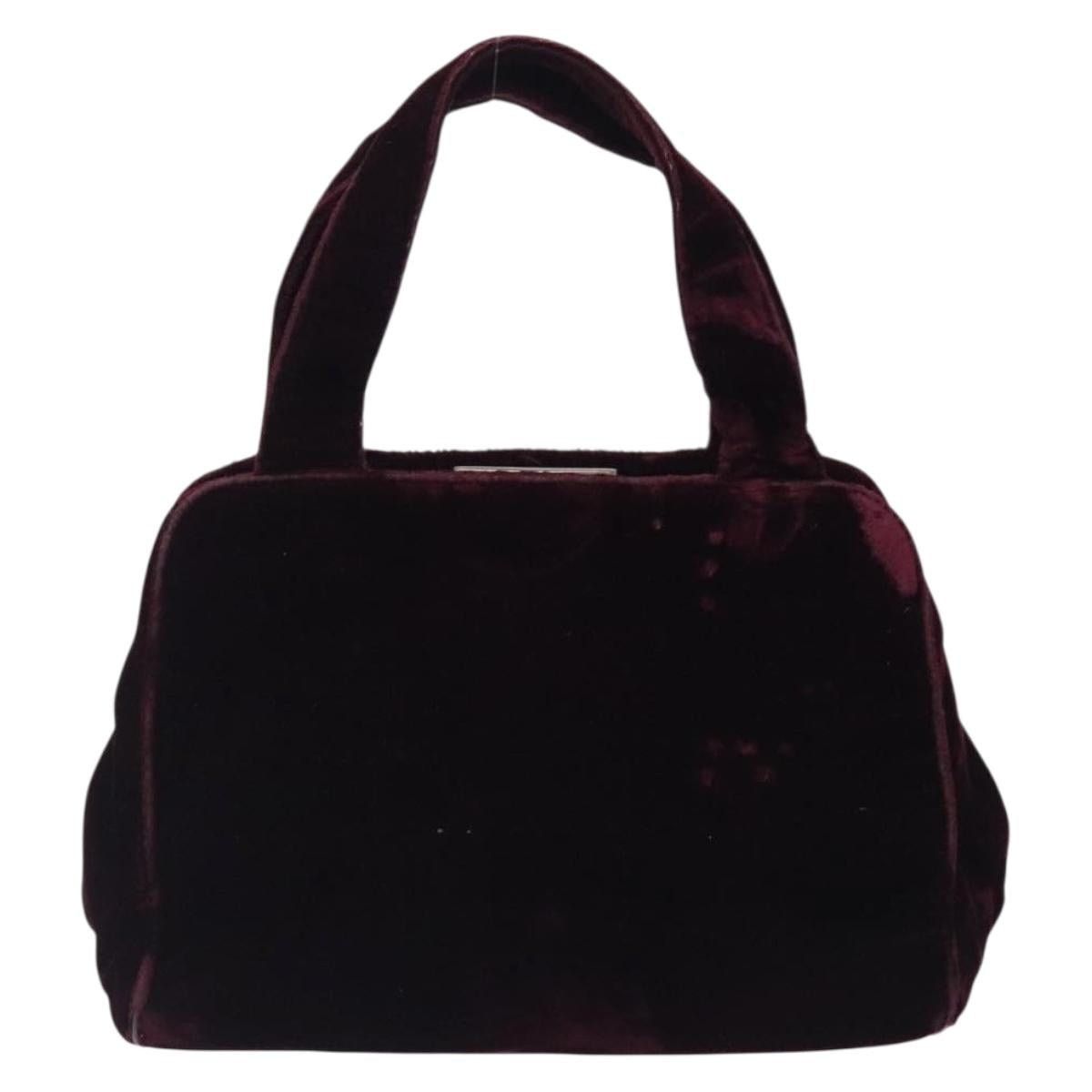 Prada PRADA Hand Bag Velor Bordeaux Silver Size ONE SIZE - 3 Thumbnail